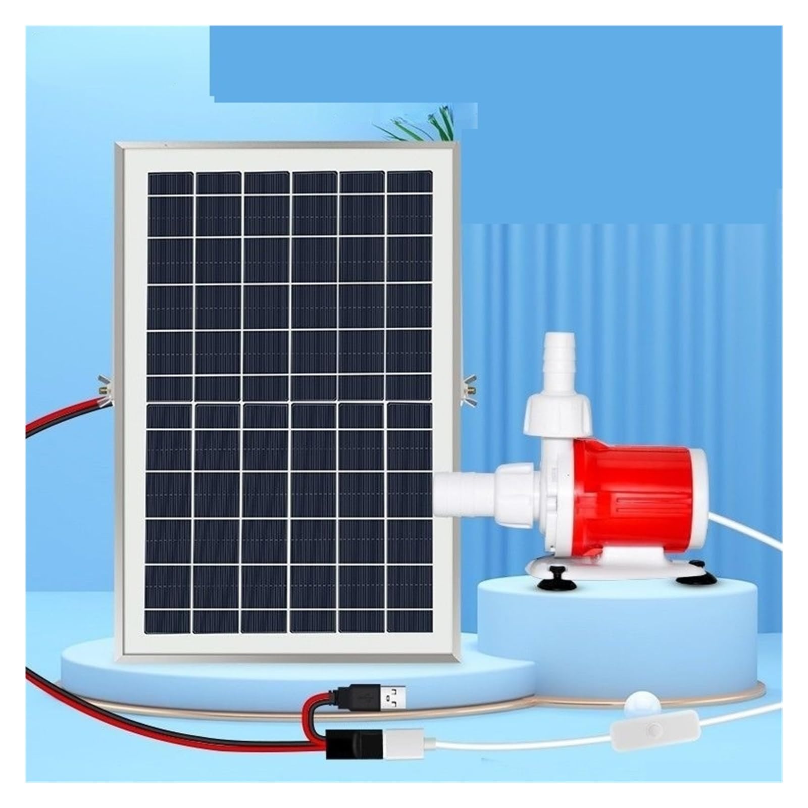 Solar Springbrunnen, Solarwasserpumpe mit großem Durchfluss, Aquarium-Fischpumpe, Steingarten-Wasserfall-Brunnen, tauchfähig, Hydrokultur, Wasserkreislauf, Poolpumpe, Filter(5V10W 5W Pump)
