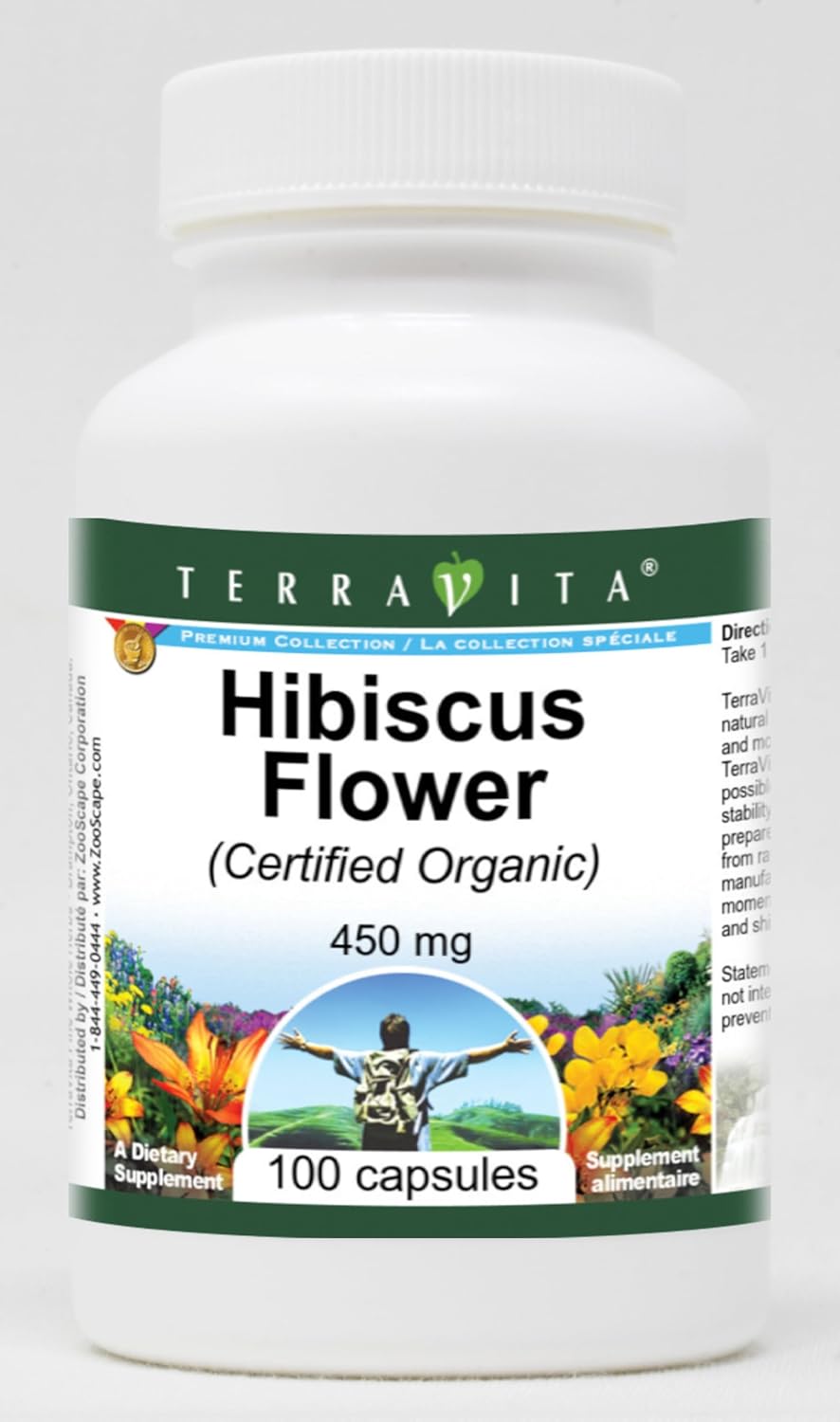 Hibiscus Flower (Certified Organic) - 450 mg (100 Capsules, ZIN: 517709) - 3 Pack