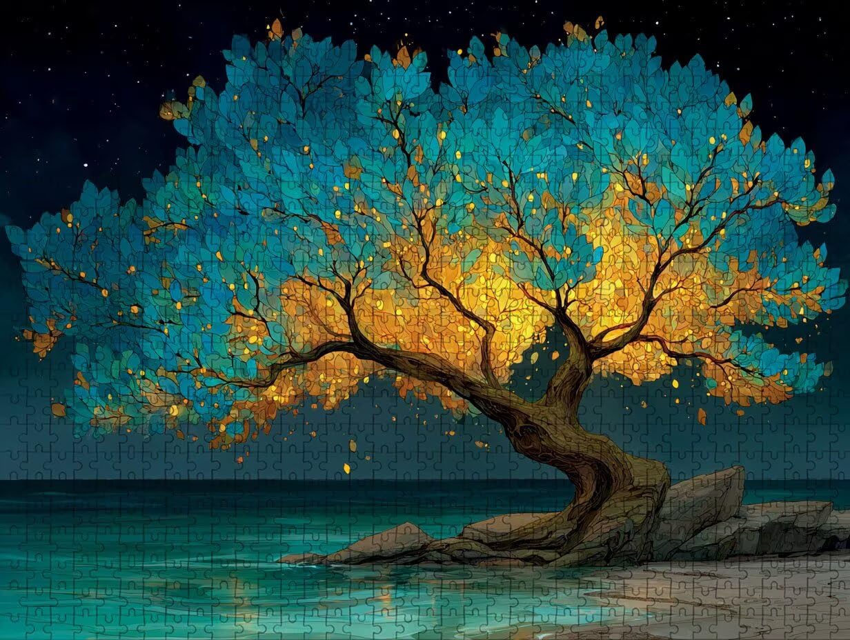 SternenSky Holz Puzzles 122x81cm, Baum Jigsaw Puzzles 3000 Teile für Erwachsene Mit Box, EIN Herausforderndes Rätsel Game, Farbenfrohes Legespiel, Geeignet für die meisten Gruppen, Geschenke, 8-4354