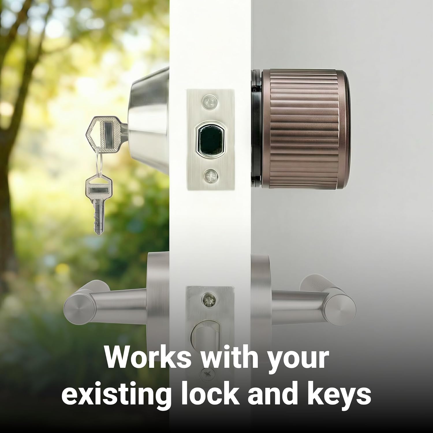 Smart Lock, Retrofit Your Existing Deadbolt in Minutes, Built-in Wi-Fi Keyless Entry with App Remote Control, Auto-Lock & Door Ajar Alert, 300-Day Battery, Compatible with Alexa, Antique Bronze