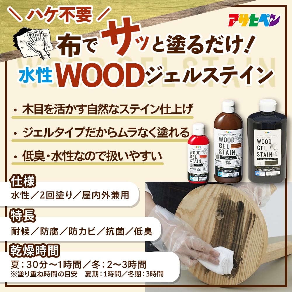 Amazon | アサヒペン 水性WOODジェルステイン 700ml ブラック 塗料