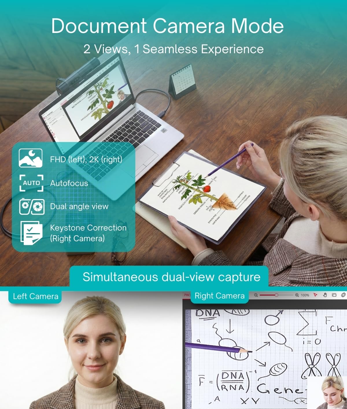 Amazon.com: AVerMedia PW313D DualCam 2K Document Camera and Webcam