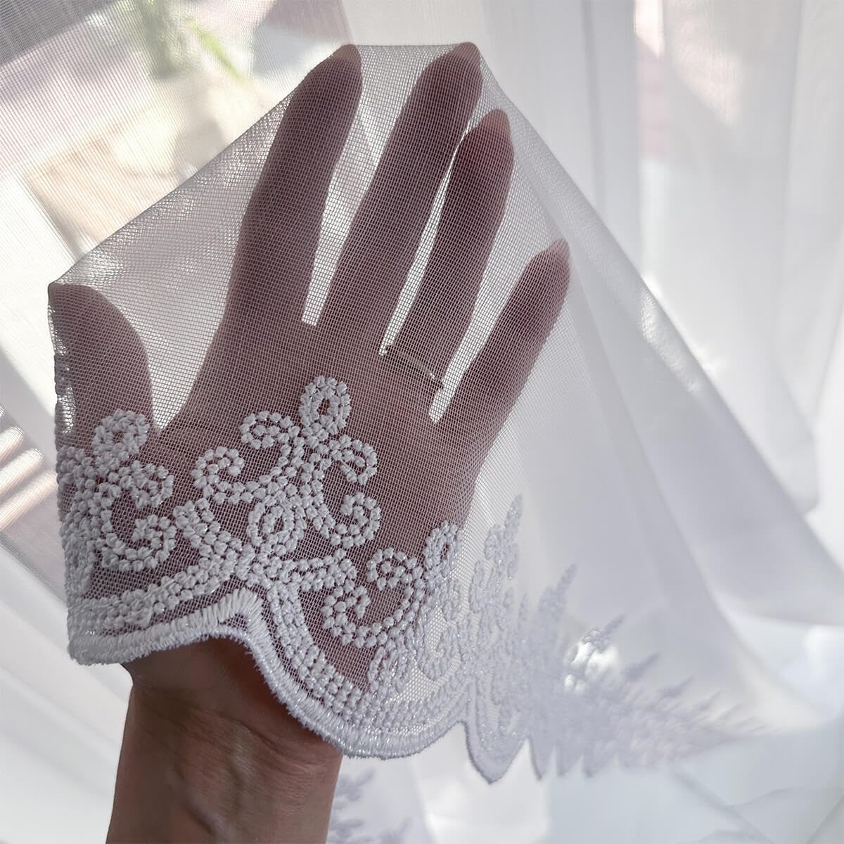Weiß 600x280 cm (BxH) Paulina Lang Jacquard Gardinen mit Kräuselband Wohnzimmer Schlafzimmer Transparent Gardinenschals Fenstergardinen Bestickt Schimmereffekt