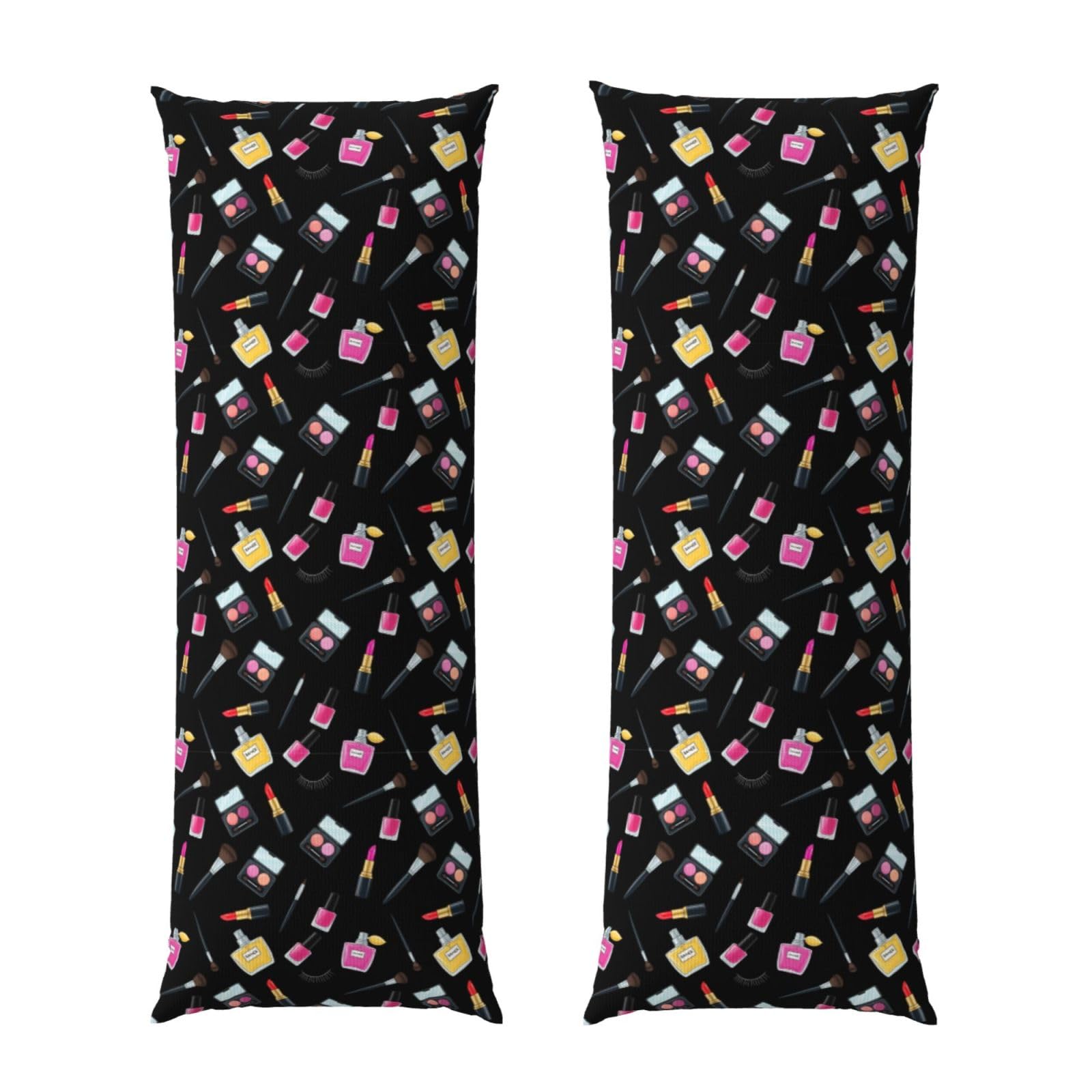 Body Pillow Cover 20x54 Inch, Modern Lady Girly Cosmetic Perfume Lipstick Black, Luxury Cozy Long Pillowcase with Zipper, Softffy Rectangular Case for Couch Bed Home Hotel