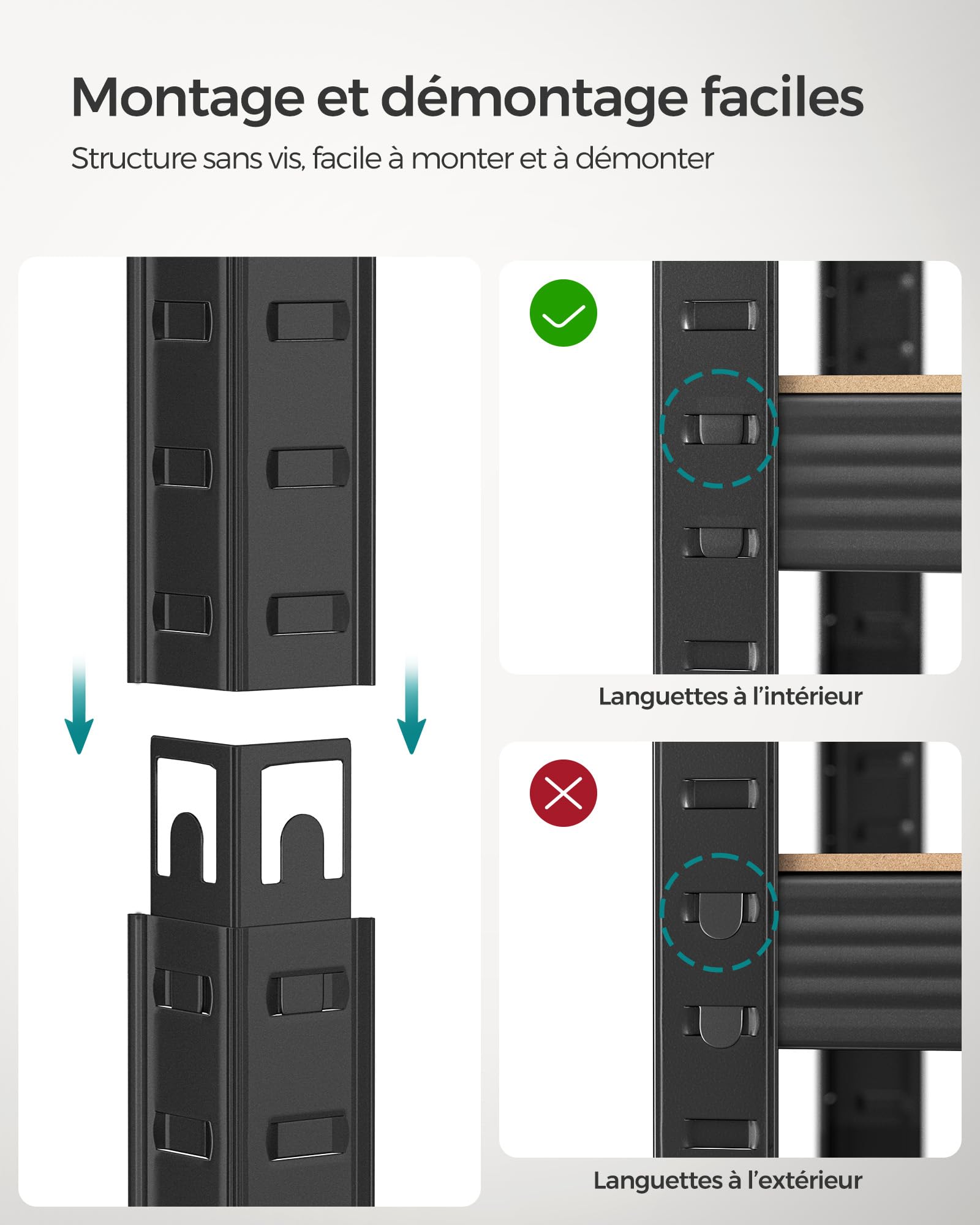 SONGMICS Étagère de Rangement à 5 Niveaux, 30 x 75 x 150 cm, Capacité 650 kg, Planches Réglables, Style Industriel, pour Cuisine, Salon, Marron Rustique et Noir GLR030B01