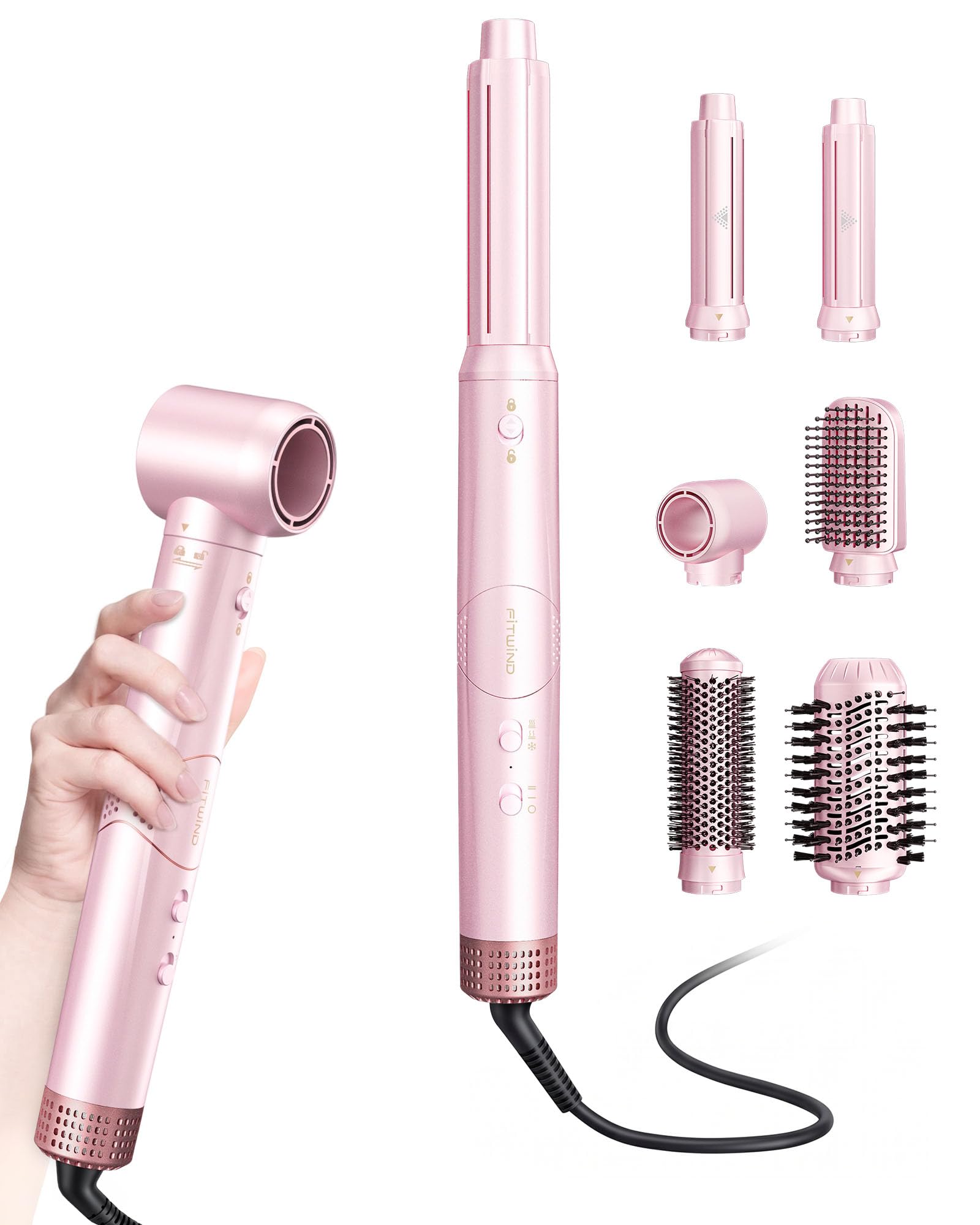 6-in-1 Air Multi-Styler & Blow Dryer Brush with Auto-Wrap Curlers, 110,000 RPM Ionic Hair…