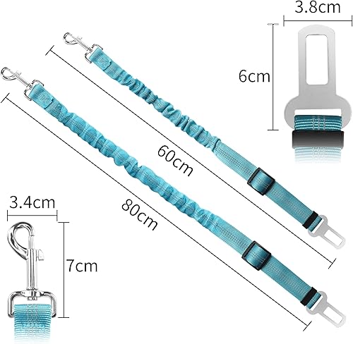 Miniatura 4 de YAODHAOD Cinturón de seguridad para perro para automóvil con amortiguador elástico, arnés ajustable para mascotas, cinturones de seguridad de nailon