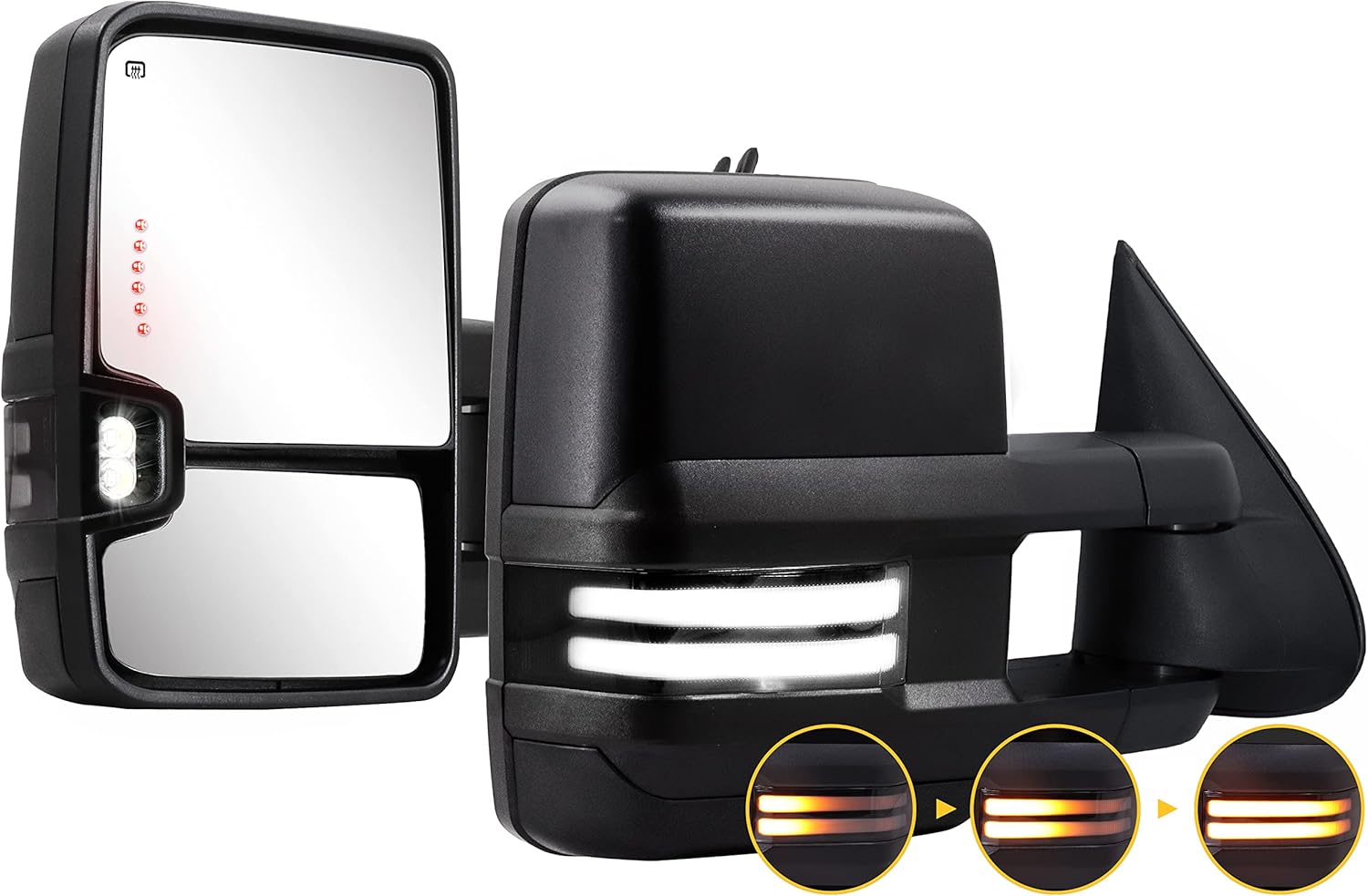 Towing Mirrors Switchback Turn Lights Compatible with 20032007 Chevy