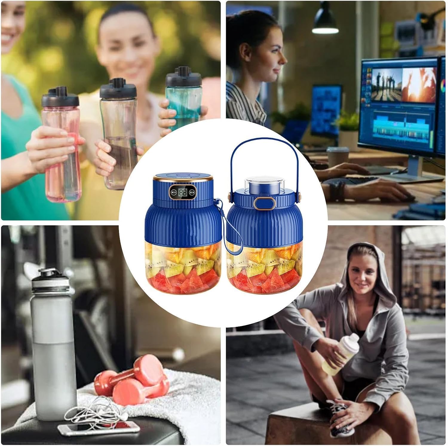 Travel Blender Portable 600ml USB Rechargeable Digital Display Cordless