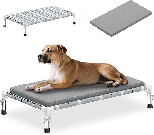 Miniatura 7 de Cama elevada elevada para perros al aire libre – Cama de cuna para perros con patas antideslizantes Cama hamaca para perro con marco de acero