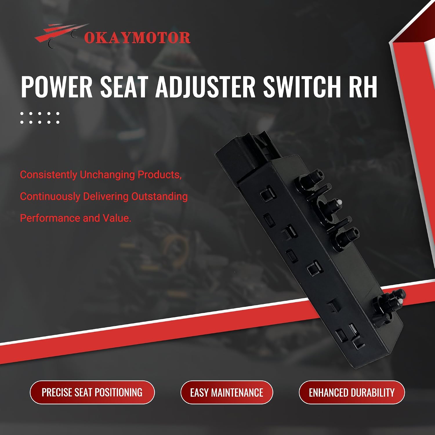 OKAY MOTOR 15259065 Right Hand Power Seat Adjuster Switch for 2008-2012 Buick Enclave 2009-2012 Chevrolet Traverse 2007-2012 GMC Acadia 2007-2010 Saturn Outlook 1S12438 662585