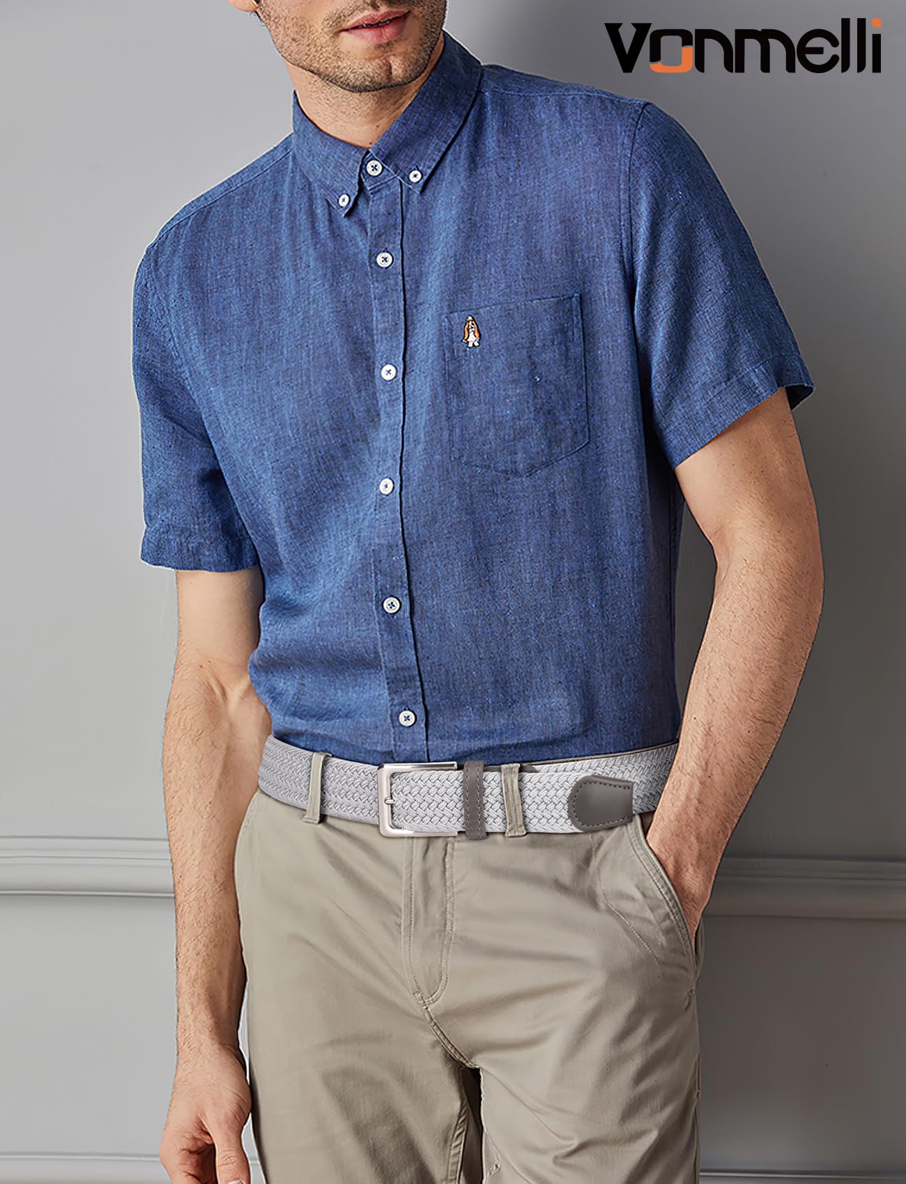 VONMELLI Cintura Elastica Uomo Intrecciata Cintura Uomo in Tessuto Cintura Elasticizzata Regolabile per Uomo e Donna Casual Cinture Da Uomo Vintage Cintura Da Golf per Jeans