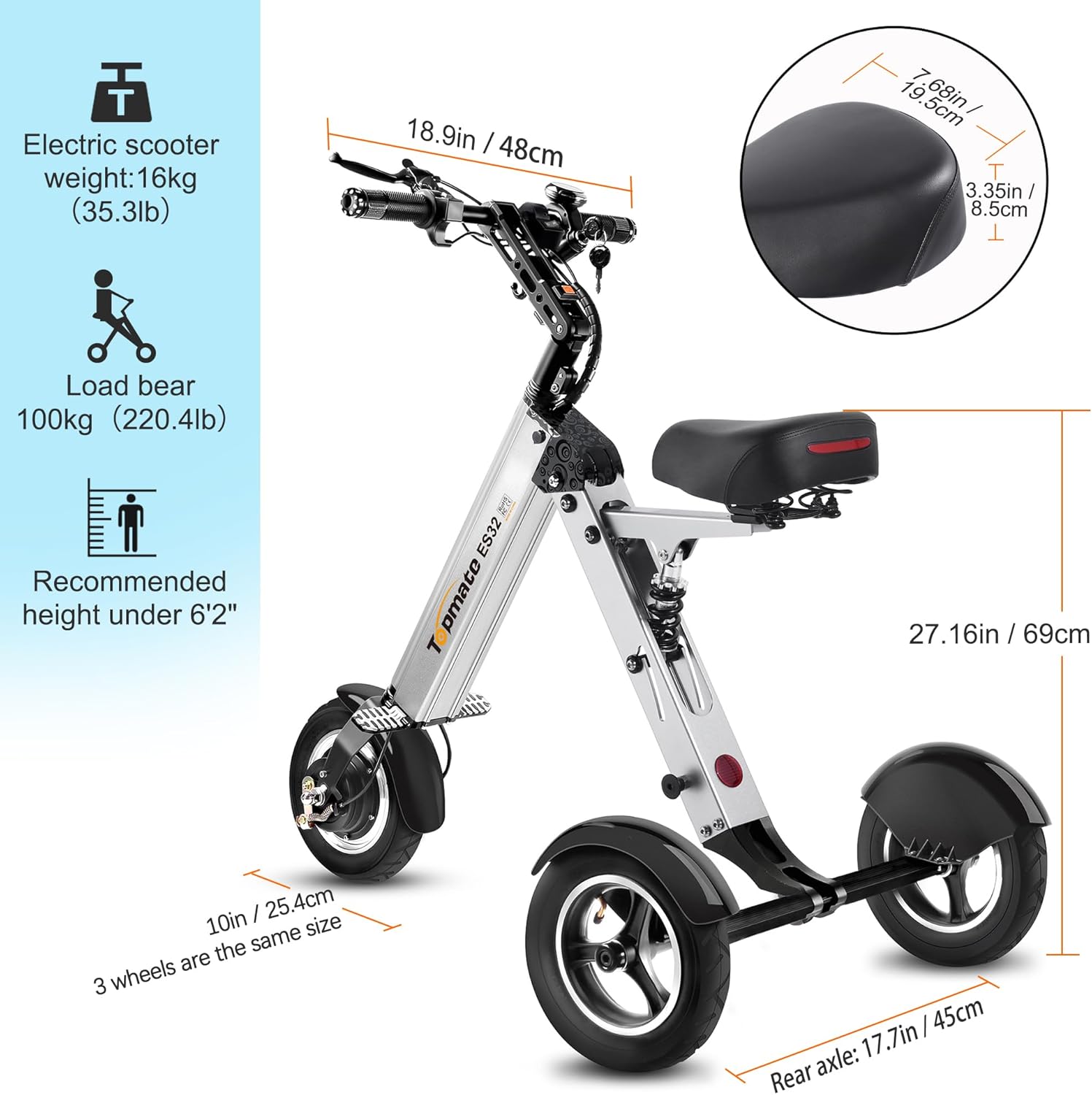TopMate ES32 handlebar with LED display showing speed gears