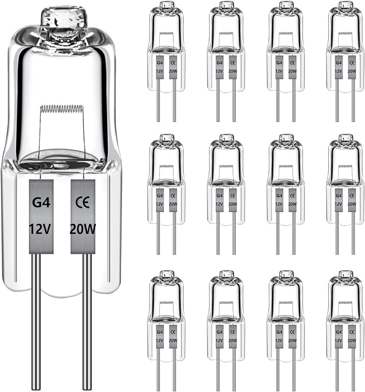 12 Pièces Ampoule Halogène G4 12V 20W 470LM, Ampoule Dimmable 2700K Blanc Chaud, G4 Halogène Pour Hotte, Cuisine, Salon, Chambre, L'éclairage D'Armoire et Ainsi de Suite