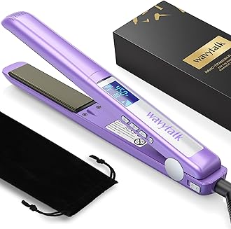 Wavytalk Pro Flat Iron Hair Straightener, 100% Pure Titanium Flat Iron for Easy Glide, Straightener and Curler for All Hairstyles, Dual Voltage (Purple)