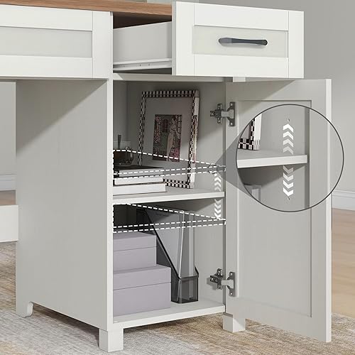 Miniatura 4 de Escritorio ejecutivo Farmhouse de 47 pulgadas, escritorio para computadora con cajones y gabinete, escritorio de computadora con estación de trabajo