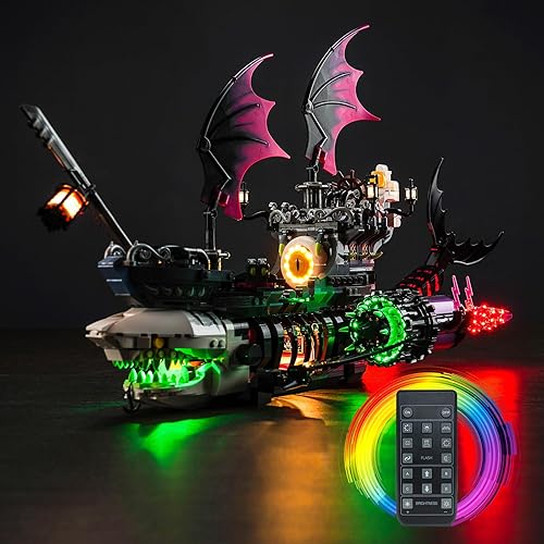 BrickBling Kit de luces LED para Lego DREAMZzz Nightmare Shark Ship, versiĂłn de luz de control remoto compatible con Lego 71469, no incluye modelo BrickBling Kit de luces LED para Lego DREAMZzz Nightmare Shark Ship, versiĂłn de luz de control remoto compatible con Lego 71469, no incluye modelo