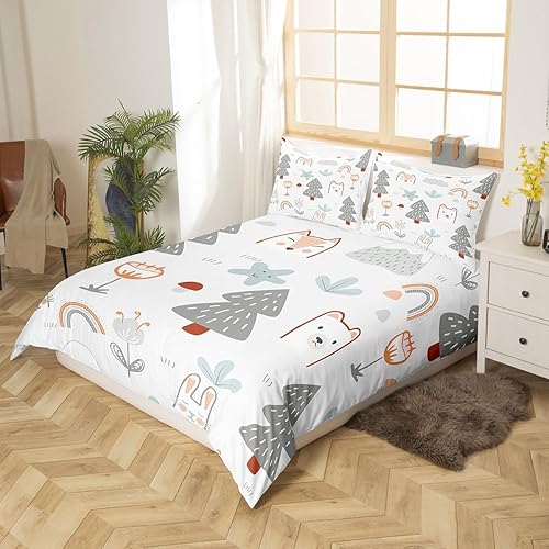 Vista 77 de Funda de edredón de zorro individual, funda de edredón de zorro de dibujos animados, búho de zorro bosque, juego de ropa de cama para niños, Multi 07