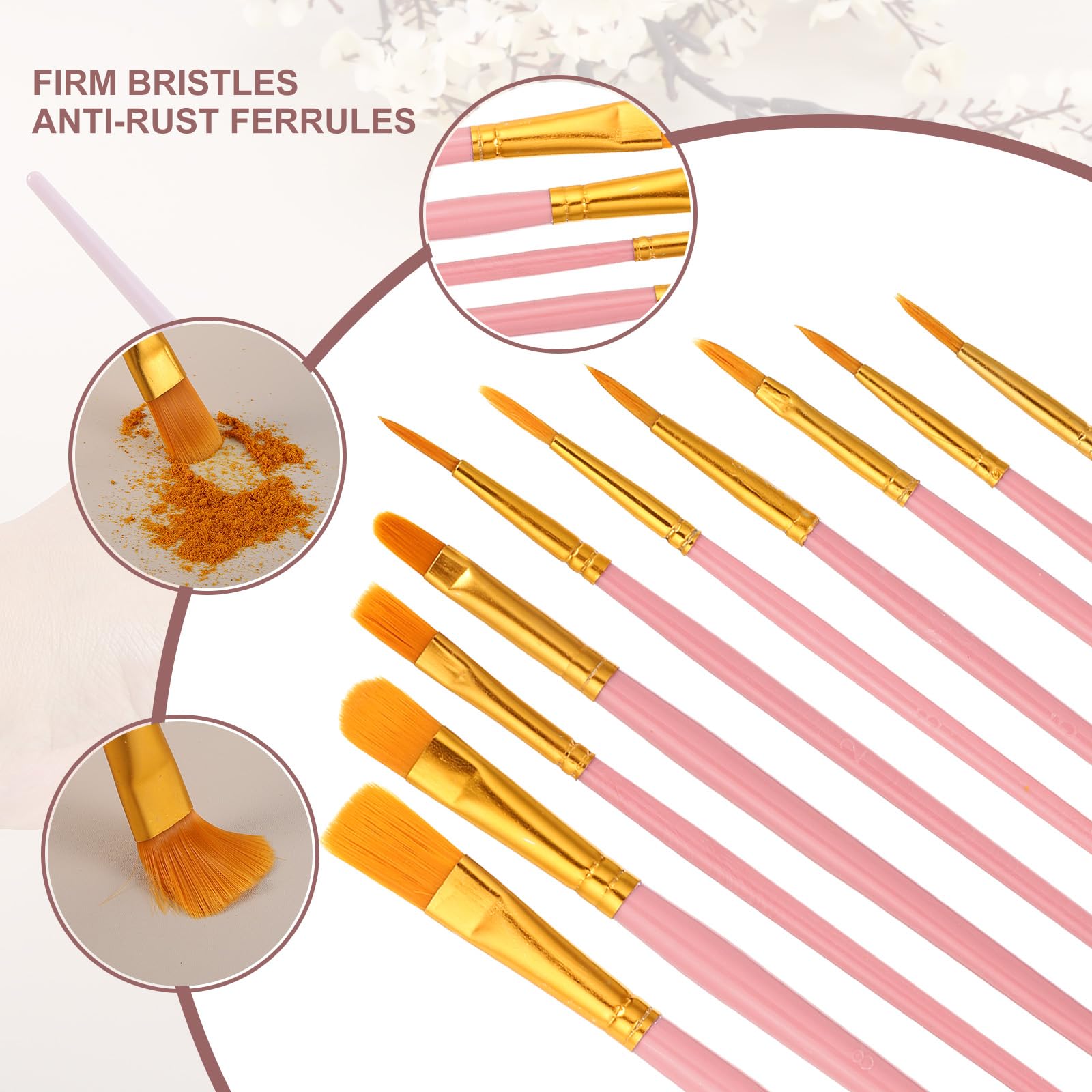 PATIKIL Juego De Pinceles para Pintura, 200Pcs Pincel De Pintura Acrílica De Pelo De Nylon para Acuarela Pintura Al Óleo Miniaturas Detalles Pintura En Roca, Rojo