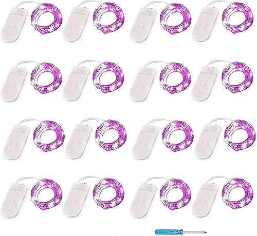 Miniatura 1 de Paquete de 16 luces de hadas con pilas, 30 luces LED de alambre de cobre de 10.2 pies (luces de hadas moradas)