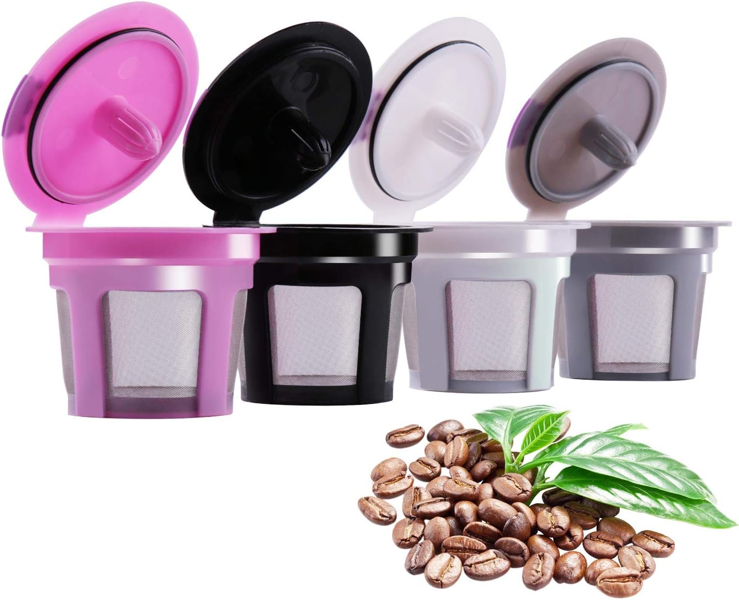 Reusable Coffee Filters K Cups For Keurig 1.0 & 2.0 Brewers,4pcs Refillable Stainless Steel Mesh Coffee Filter Pods