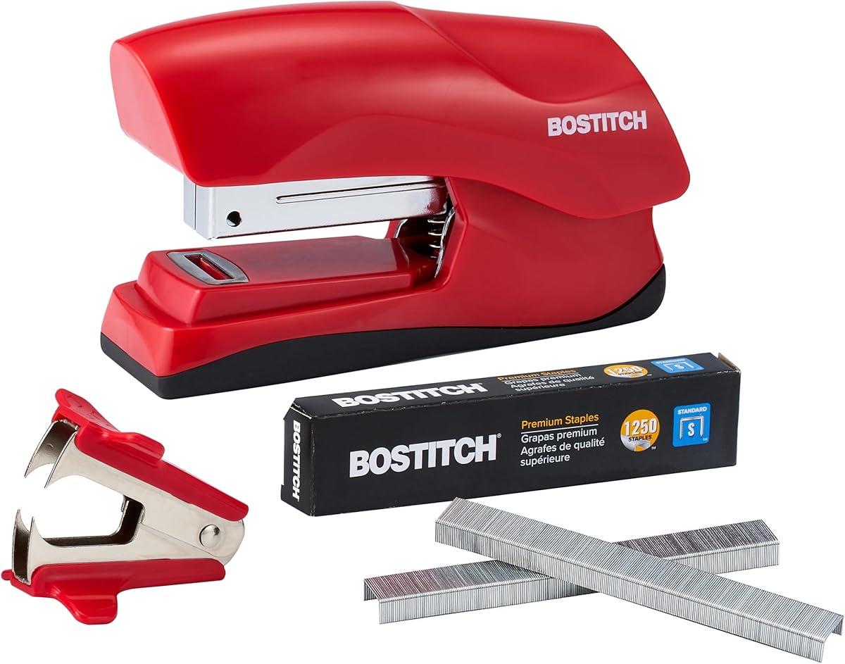 Bostitch Office Heavy Duty 40 Sheet with 1250 Staples and Staple Remover, No Jam Desktop Stapler, School Bulletin Boards, Office & Classroom, Red (B175-RED-VP) : Everything Else