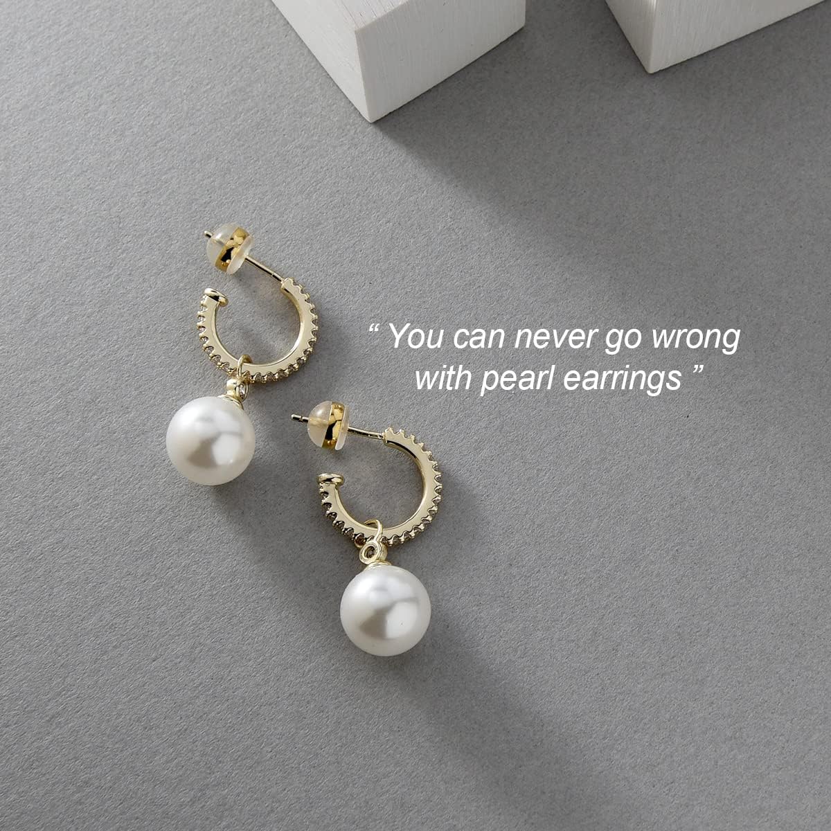 Pearl Earrings for Women, Sterling Silver Post Open Hoop Dangle Earrings Trendy Jewelry Gift - Image 6