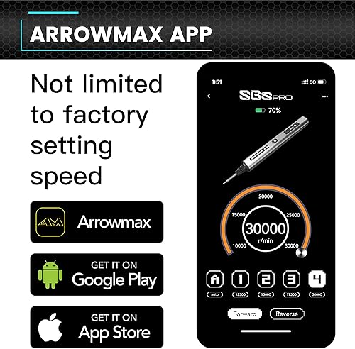 Miniatura 3 de AM ARROWMAX Mini bolígrafo de grabado con 42 puntas  Herramienta rotativa de control de movimiento inteligente, OLED, Bluetooth, aplicación, carga