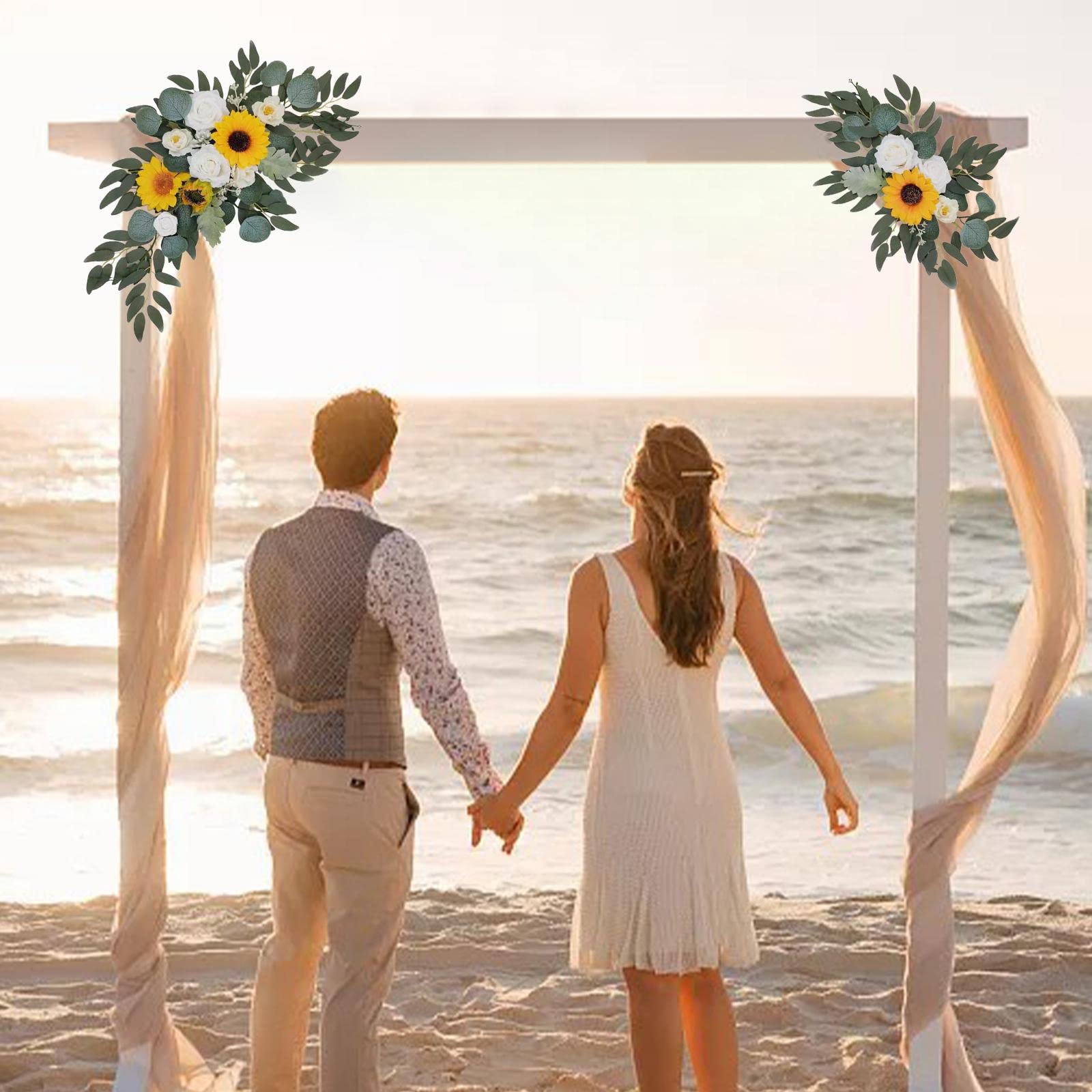 2 de Boda, Flores, Girasoles, Decoración, Estilo Rústico, para Puerta Trasera, Fiesta, Opción 3A