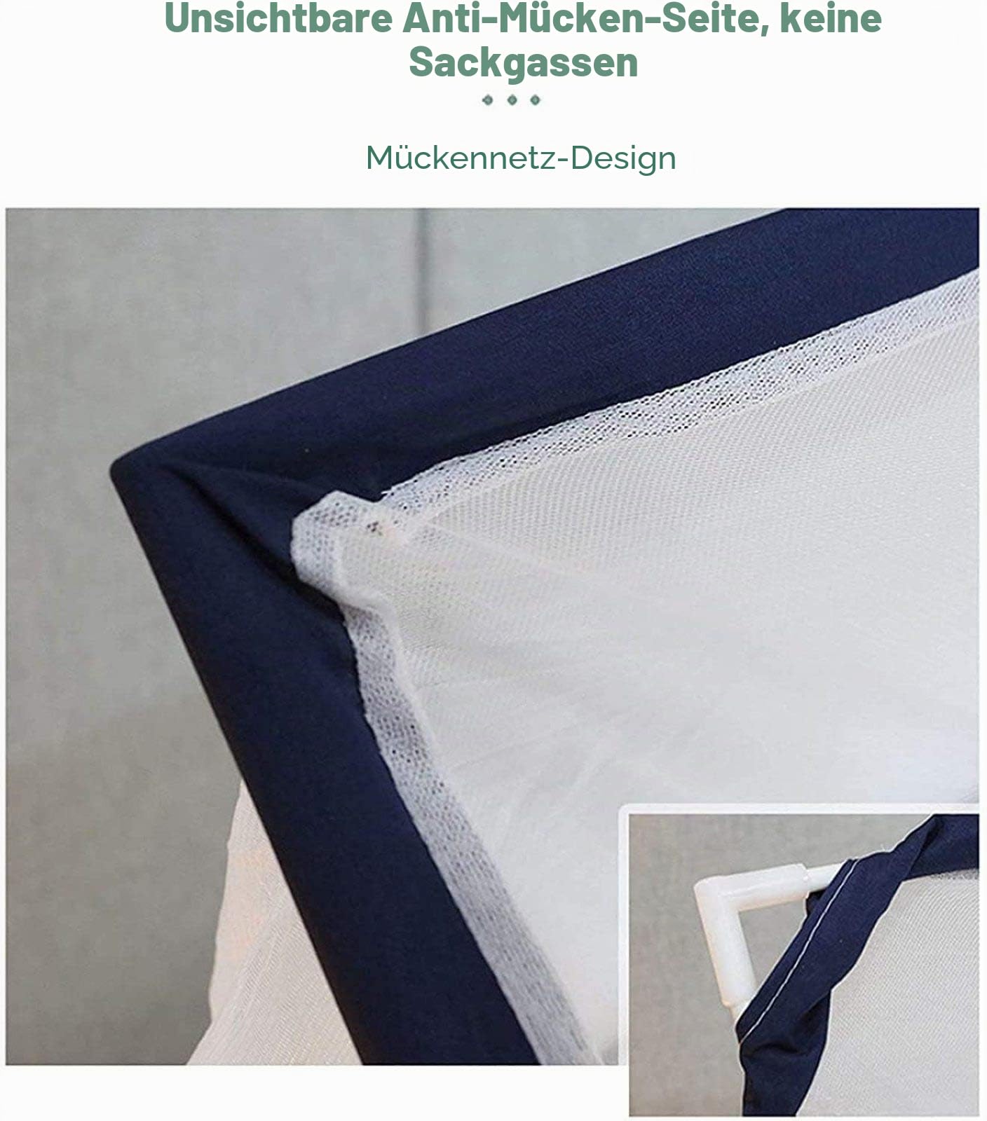 Klappbares Moskitonetz Zelt für Erwachsene und Kinder, Tragbar für Bett, Familienhaus und Schlafsaal - Navyblau, 160×190×80cm