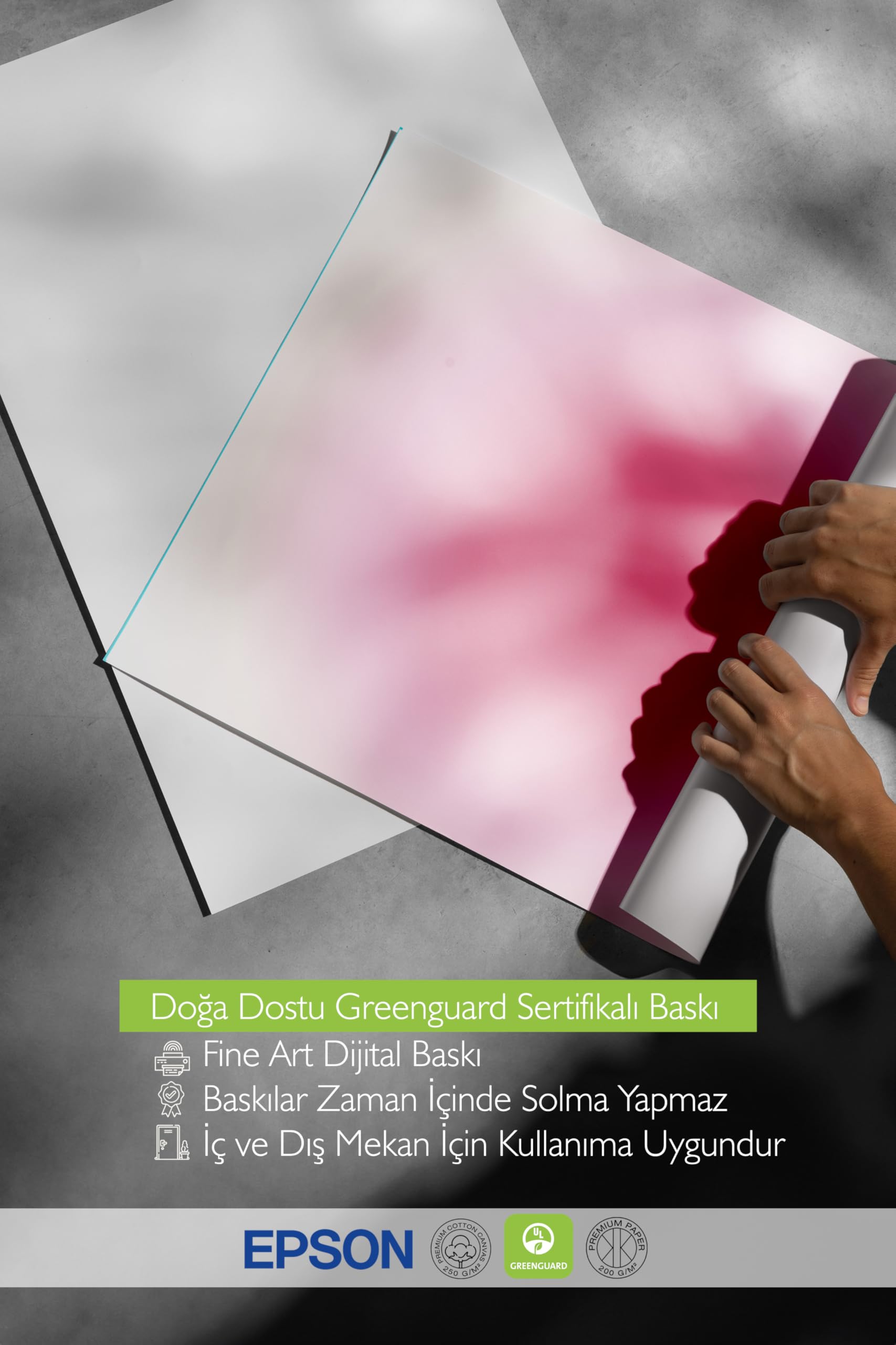 Zestia Beyaz Çerçeveli Tablo, Pembe Gradyan Arka Plan, Soyut Yumuşak Geçiş Poster No: 107659 50 x 70