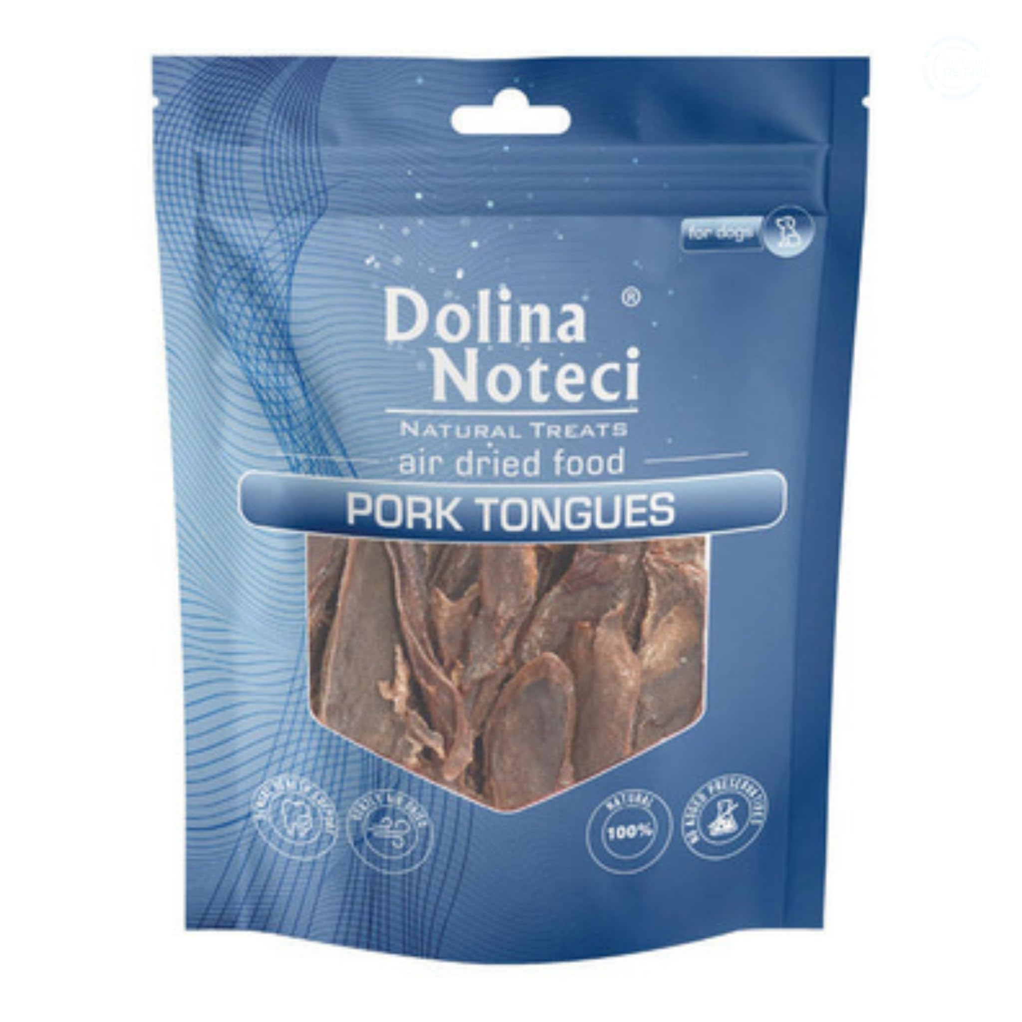 Dolina Noteci Premium 100% Natural Pork Tongues Dog Treats 150g - Grain-Free Dental Chews, High Protein Low-Carb Training Reward, Hypoallergenic Single-Ingredient Chew for All Breeds