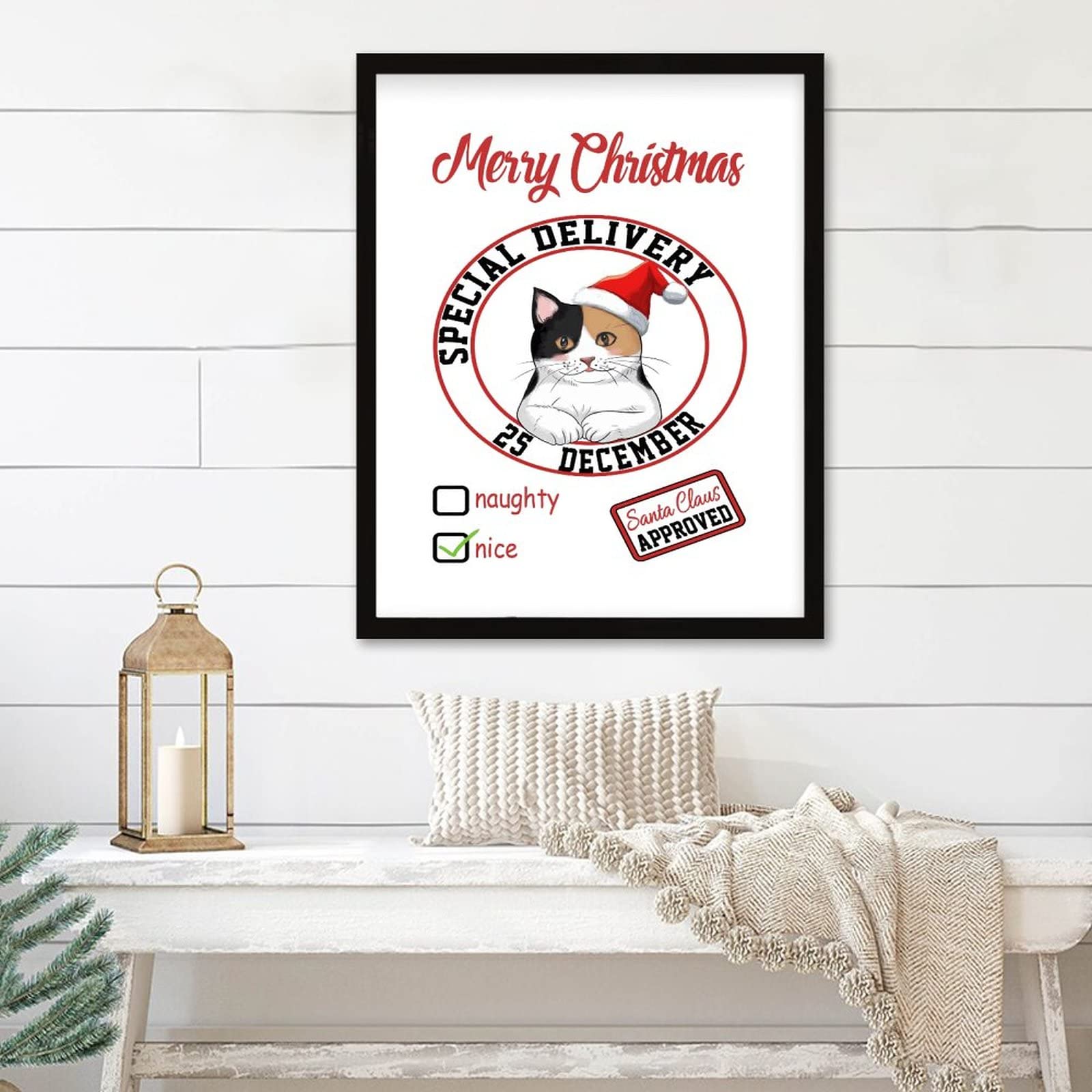 Cadre déco Noël bois 40x50cm pour sublimer votre mur de salon chaleureux