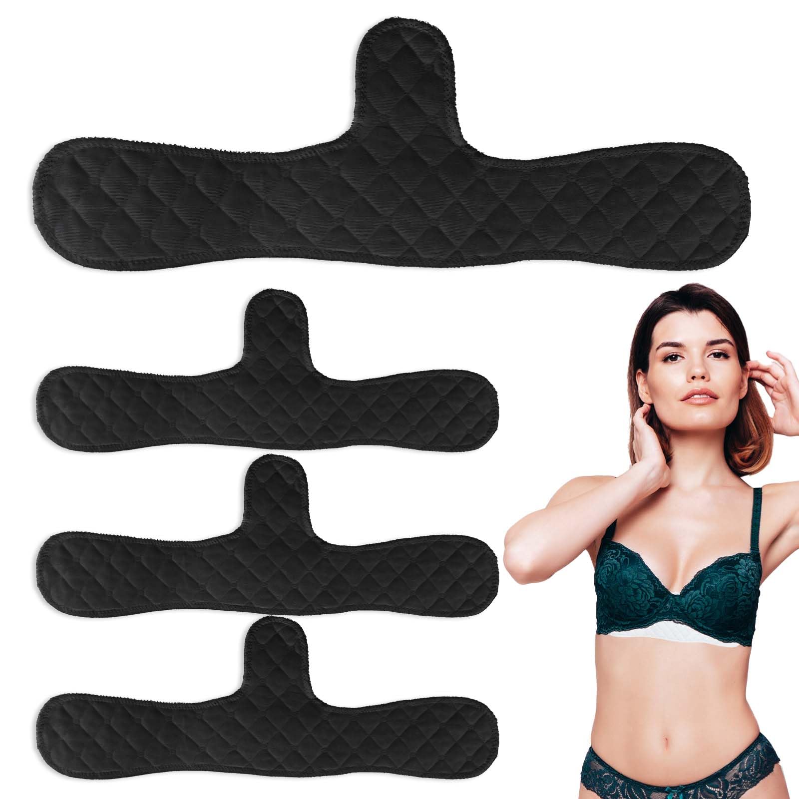 4 Stück BH Einlagen Schwitzen BH Pads Polster Einlagen Baumwolle Unterbrust Schwitzschutz Gegen Schwitzen Unter Der Brust Unterbrust Schwitzschutz Baumwolle Anti Schweiß Pads Brust für Damen(Schwarz)