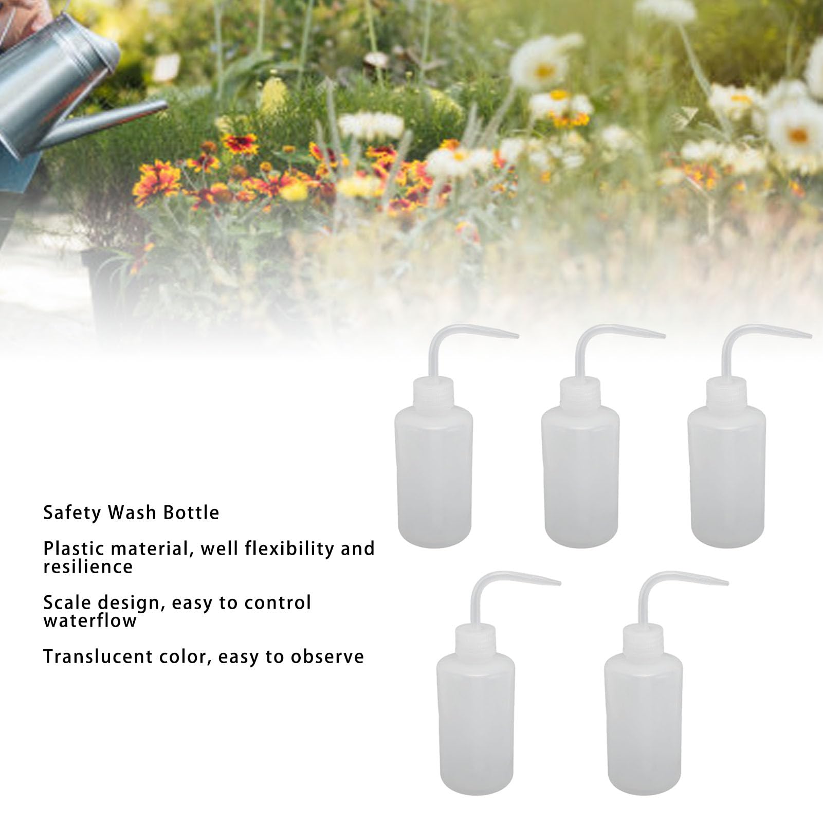 AYNEFY 5PCS Safety Wash Bottles, Plastic Squeeze Bottle with Scale Labels Multipurpose Empty Bottle for Cleaning Watering Safety Rinse Bottle Watering Tools Wash Tattoo Accessories (B)