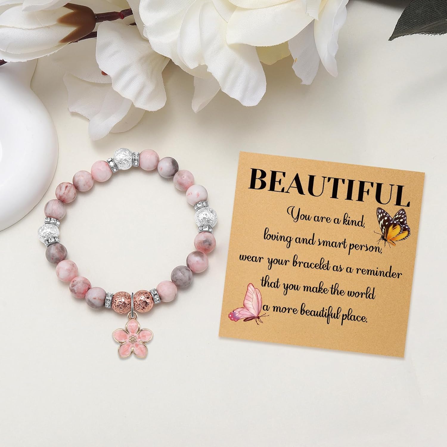 Mwphuy Inspirational Gifts Bracelets for Women Encouragement Gift Beaded Bracelets with Gifts Cards Motivational Gift for Women Mom Daughter Wife Friend Sister Coworker Christmas Thanksgiving - Image 5