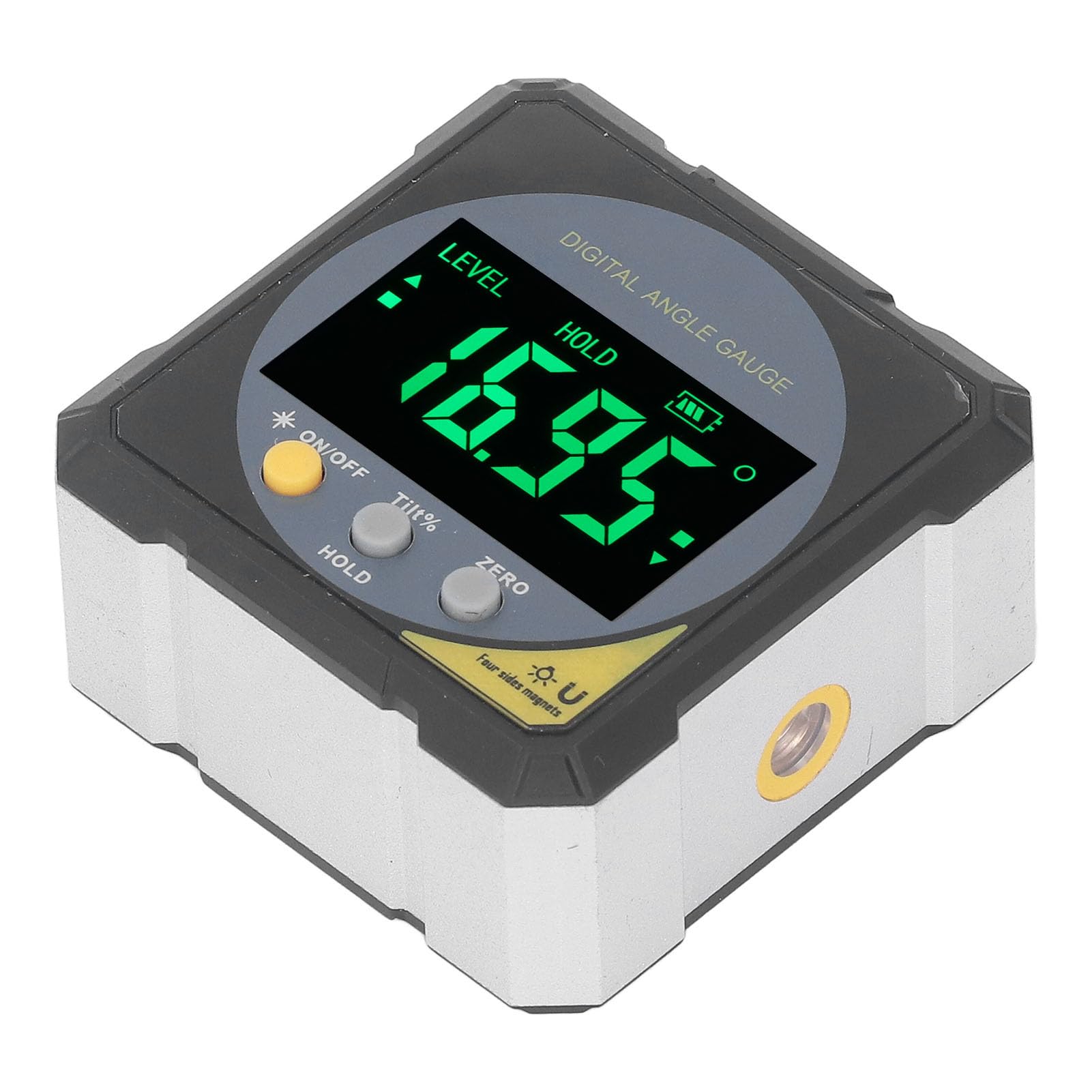 Finder angolare LCD nero retroilluminato IP54 Inclinometro per manometro ad angolo magnetico digitale impermeabile con misurazione 4x90 ° per ingegneria costruzione materiale ABS