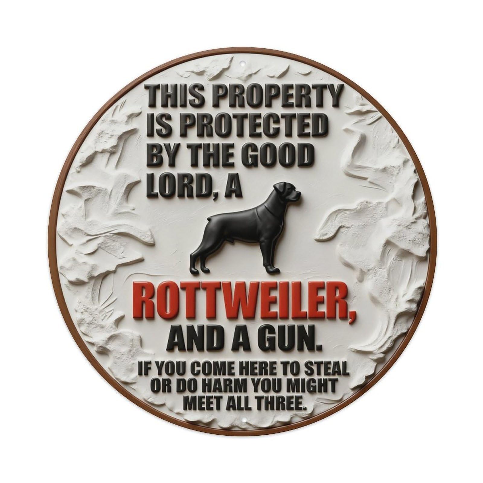 Zlatcbu Vintage This Property Protected Lord Rottweiler_64bh2 Metal Tin Sign Retro Wall Art Poster, Decor For Home Living Room Bar Cafe Garage, 8X8 Inch