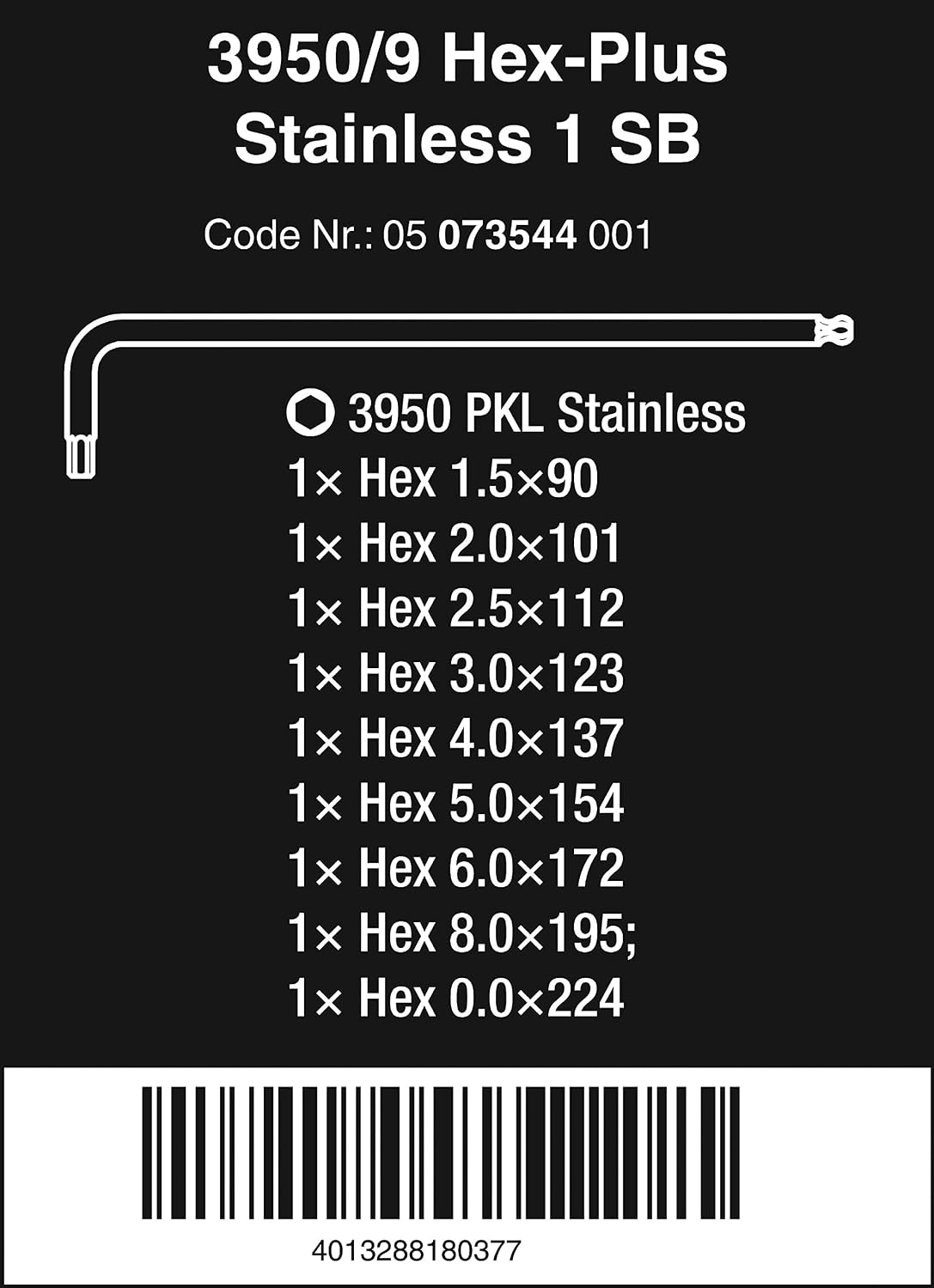 Wera 05073544001 Hex Keys,MULTI