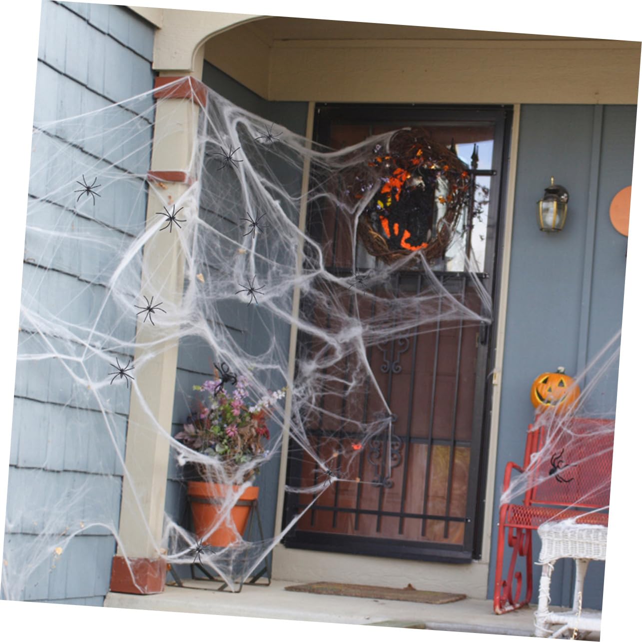Set di Decorazioni per Halloween Ragnatele Finte E Ragni Finti per Feste E Case Stregate Puntelli per Soffitto E Finestra