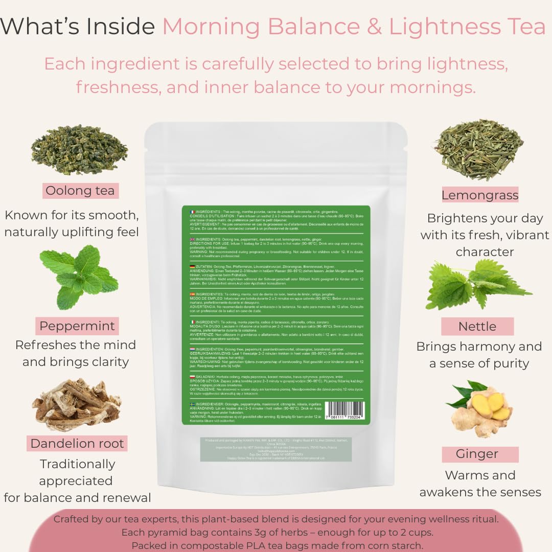 Happy Detox Tea - Thé et Infusion Detox Cure Minceur - 28 Sachets de 3 grammes - Cure de 14 jours