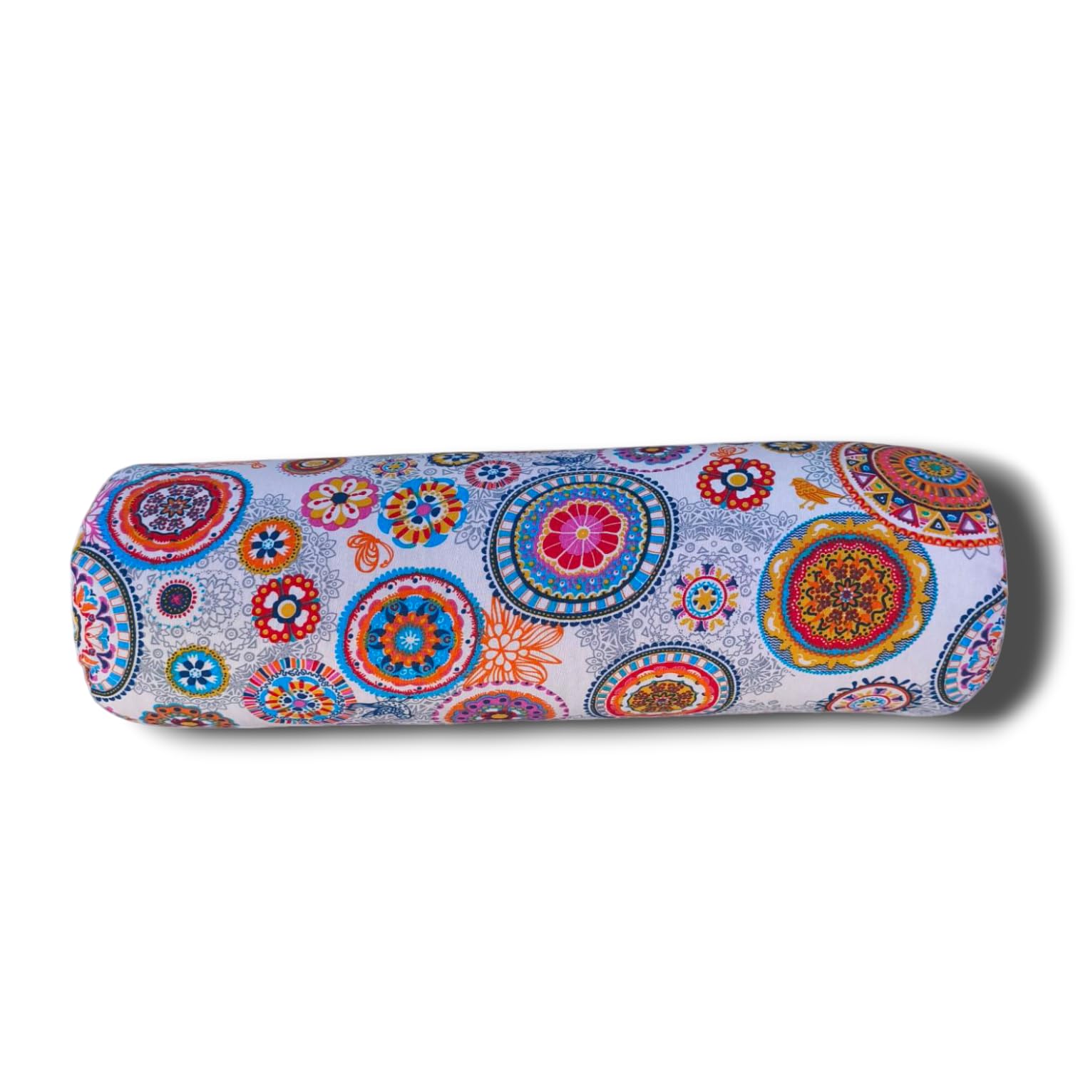 Cylindryczny bolster do jogi "Mandalas Maya" poduszka do jogi, zdejmowana i nadająca się do prania poszewka, wypełnienie z organicznej piłki orkiszowej, uchwyt do noszenia, 62 x 20 cm