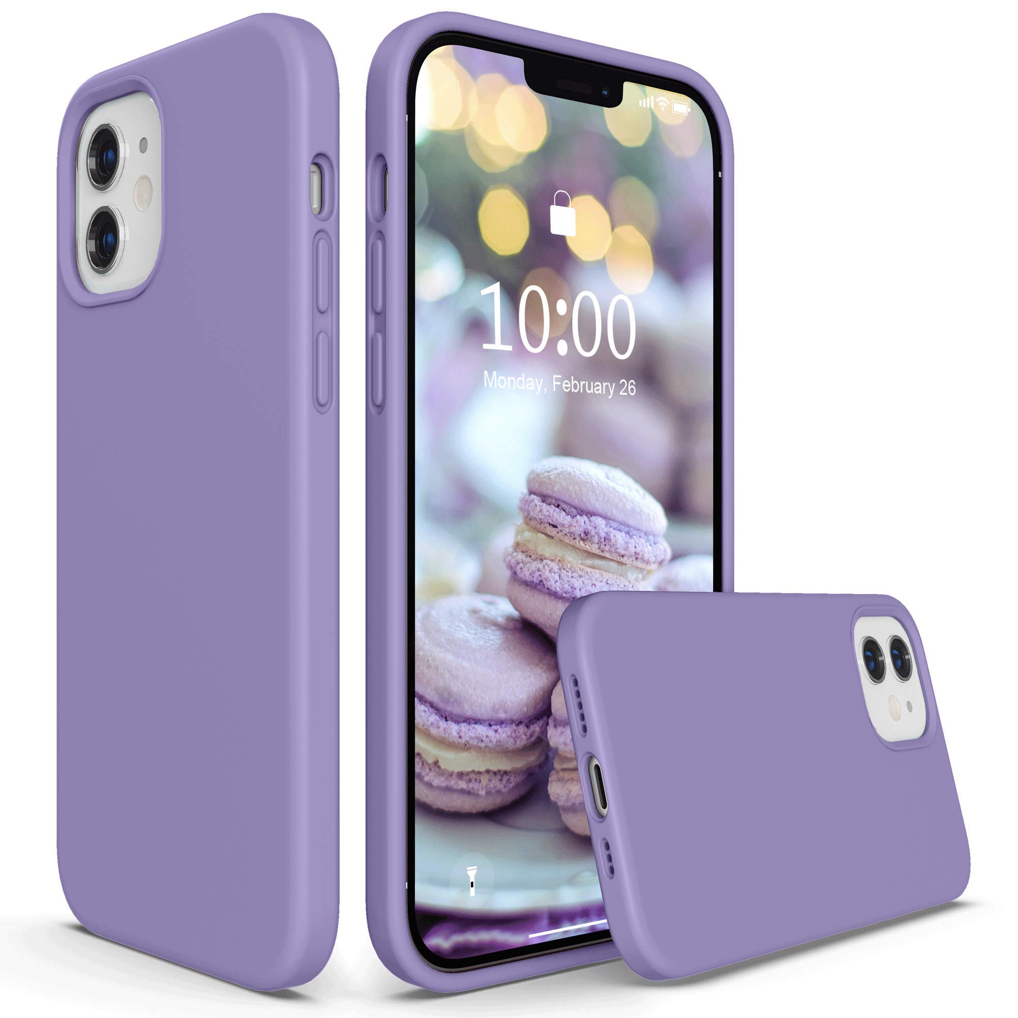 SURPHY Silicone Case Compatible with iPhone 12 Mini Case 5.4 inches, Liquid Silicone Phone Case (with Microfiber Lining) Designed for iPhone 12 Mini 2020 (Light Purple)