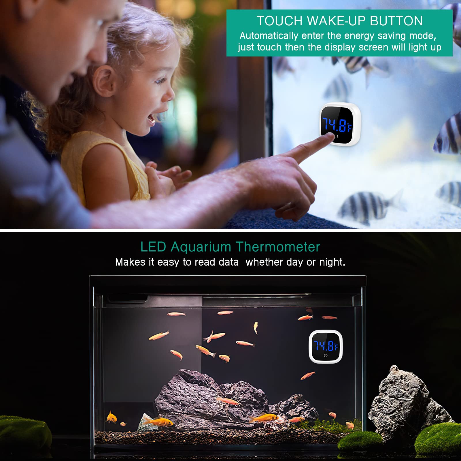 Termometro Acquario Wireless Ricaricabile - Display LED Ad Alta Precisione - Foto 3