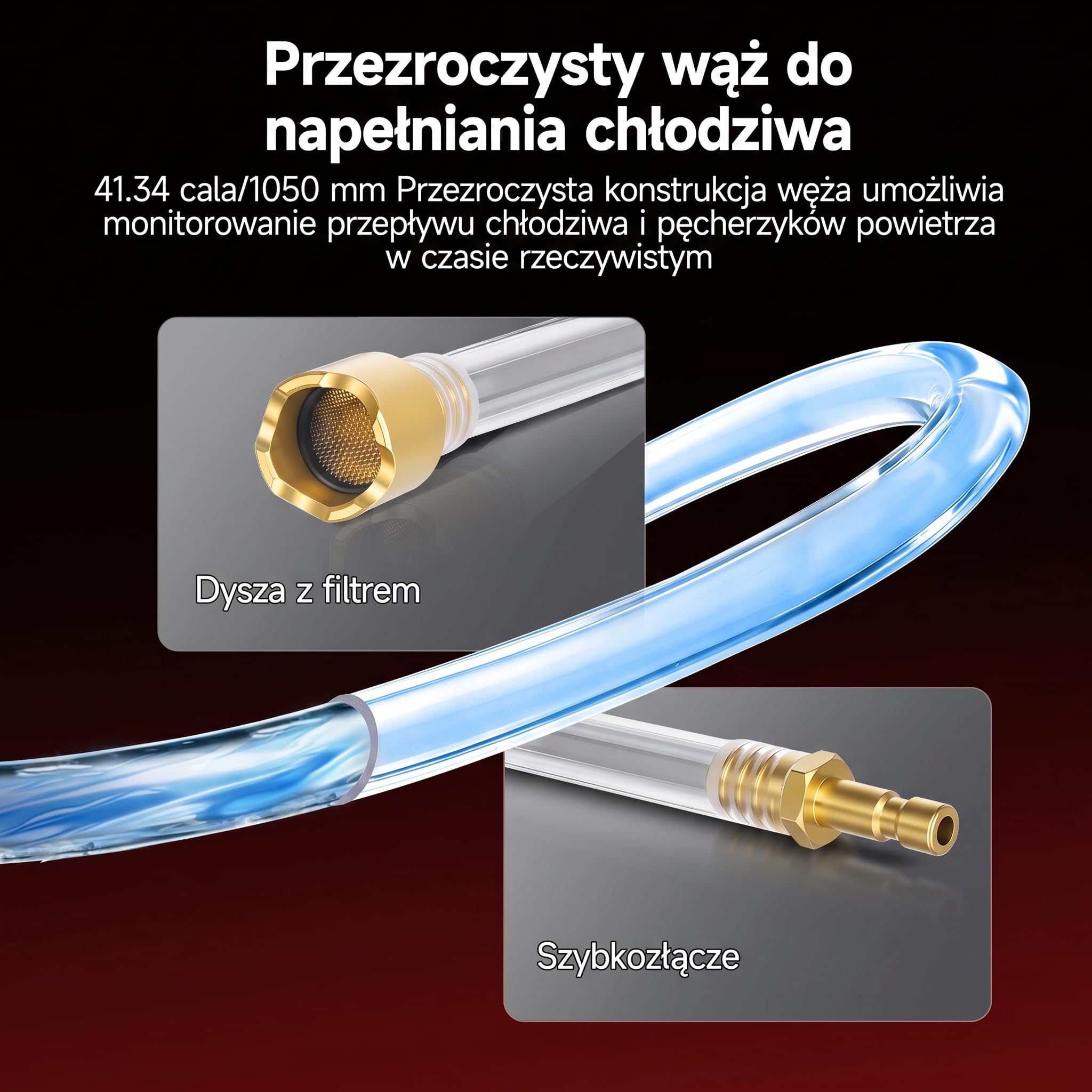 BILITOOLS 10-częściowy zestaw do próżniowego napełniania i odpowietrzania chłodnicy – uniwersalny z adapterami – szybkie odpowietrzanie do większości aut