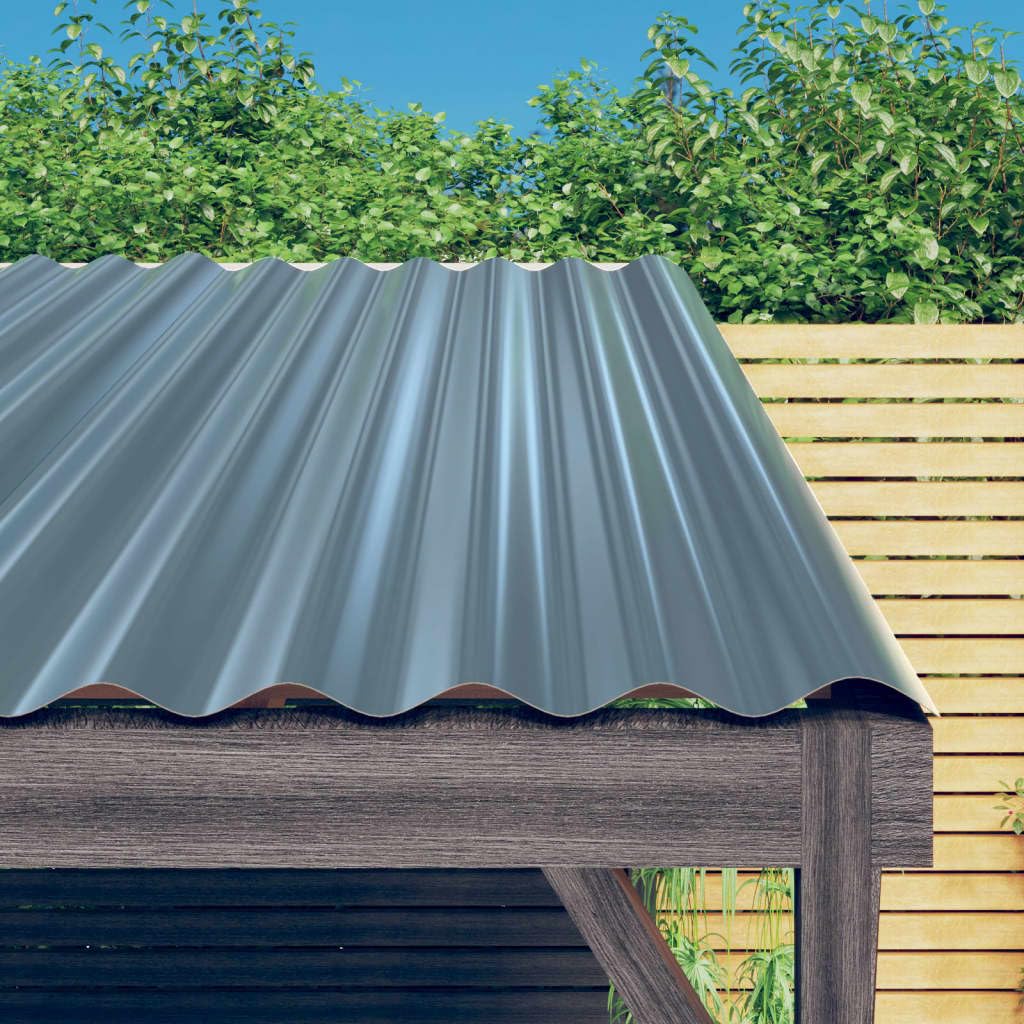 12 paneles de techo de acero galvanizado gris, 100 x 36 cm, chapa ondulada para cobertizos de jardín, revestimiento de pared