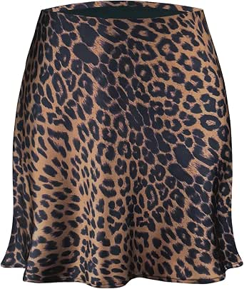 Women's Leopard Print Satin High-Waisted Mini Skirt