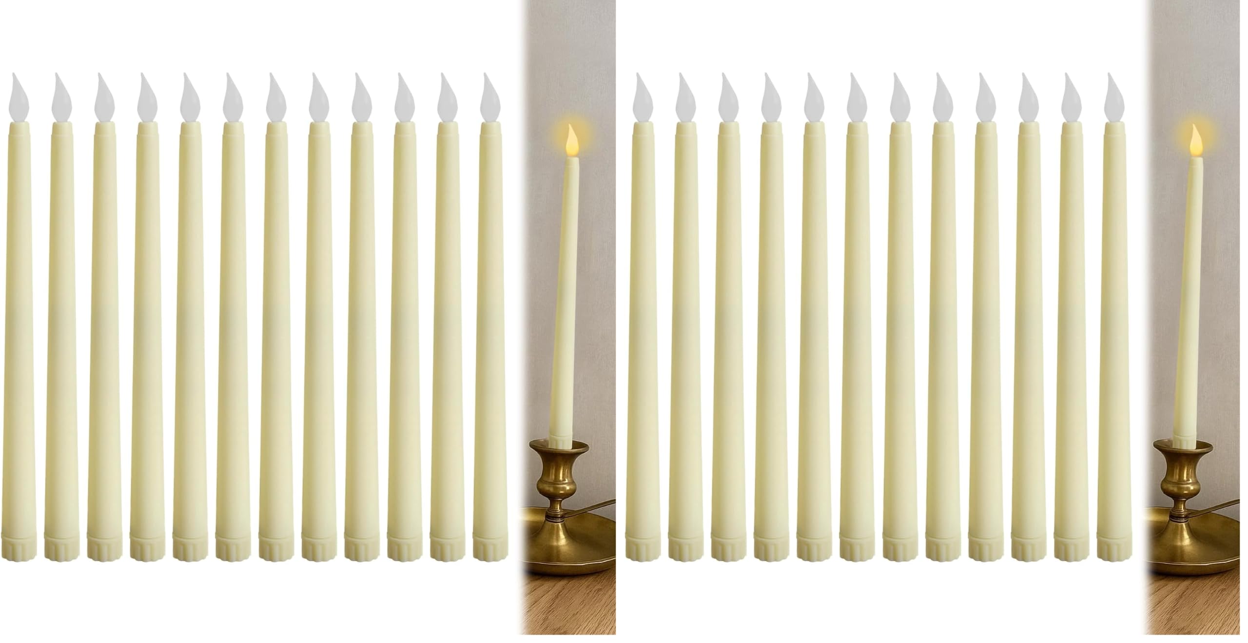 12 Pièces Bougie LED Flamme Vacillante, Bougies à LED Fausse Bougie, Flamme Lumière Chaude Vacillante Pour Maison, église, Fête, Noël Décoration (Lot de 2)