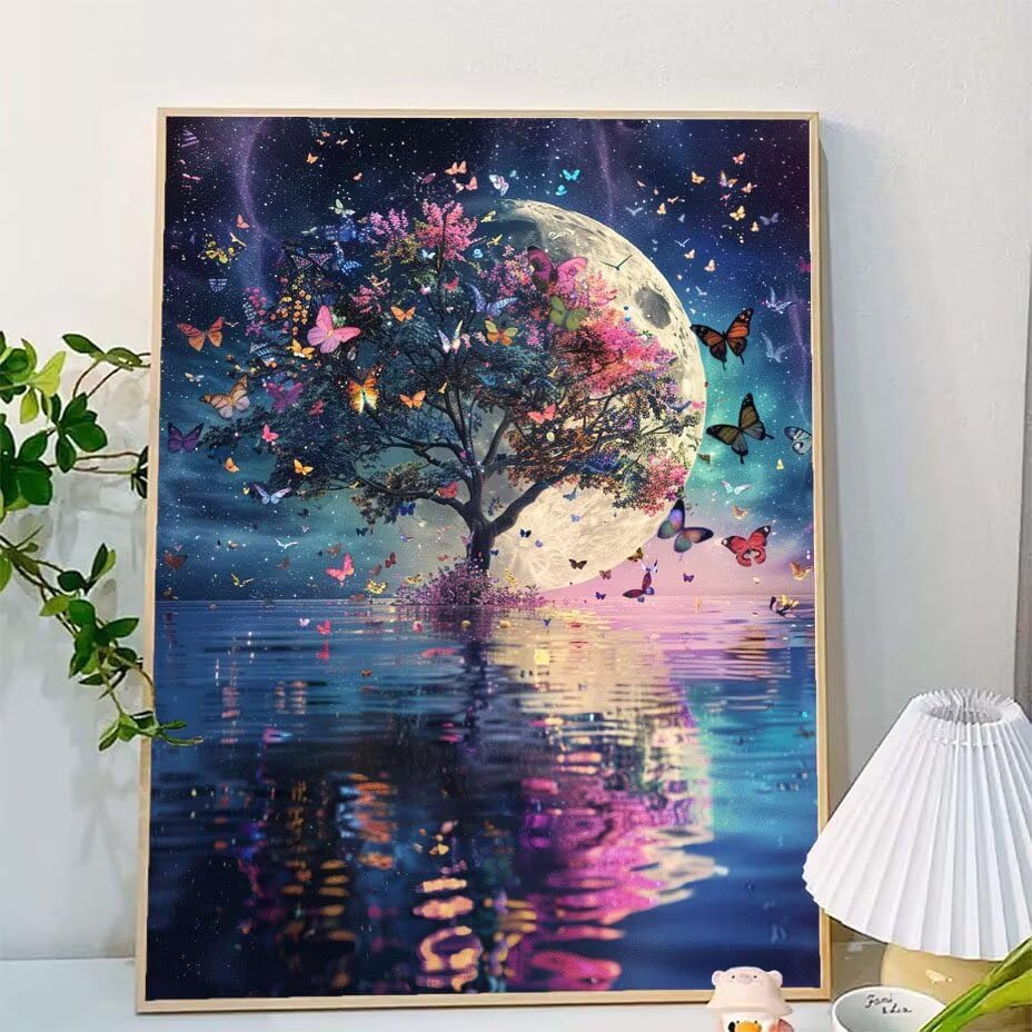 Manualidades Pintura con Numeros para Adultos Kit DIY Árbol Grande Sin Marco 90x120cm 2