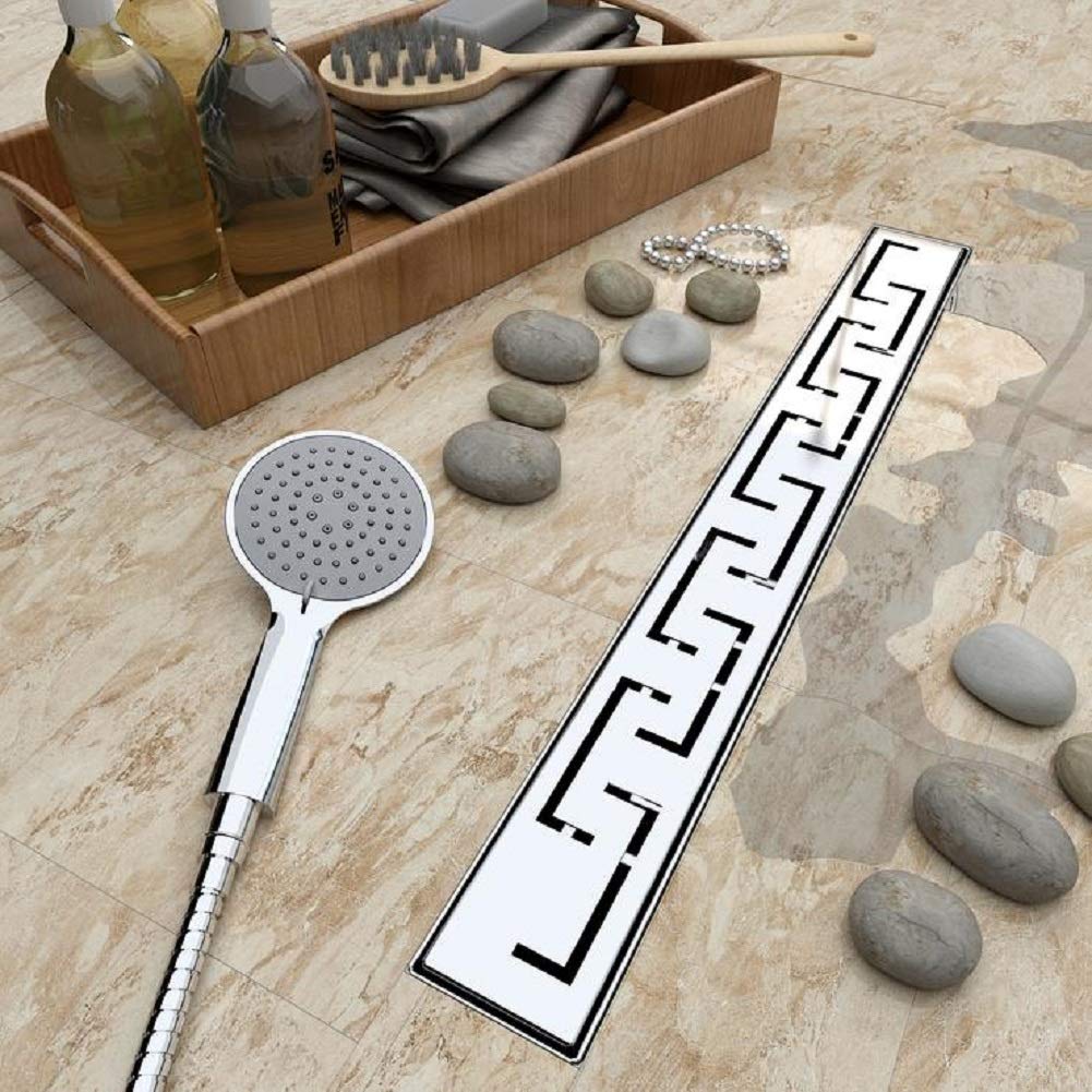 Aica Caniveau de Douche Italienne en Acier Inoxydable avec Siphon Sol D'évacuation Argenté Rectangle 90 cm Modèle E/C - Pose à Plat